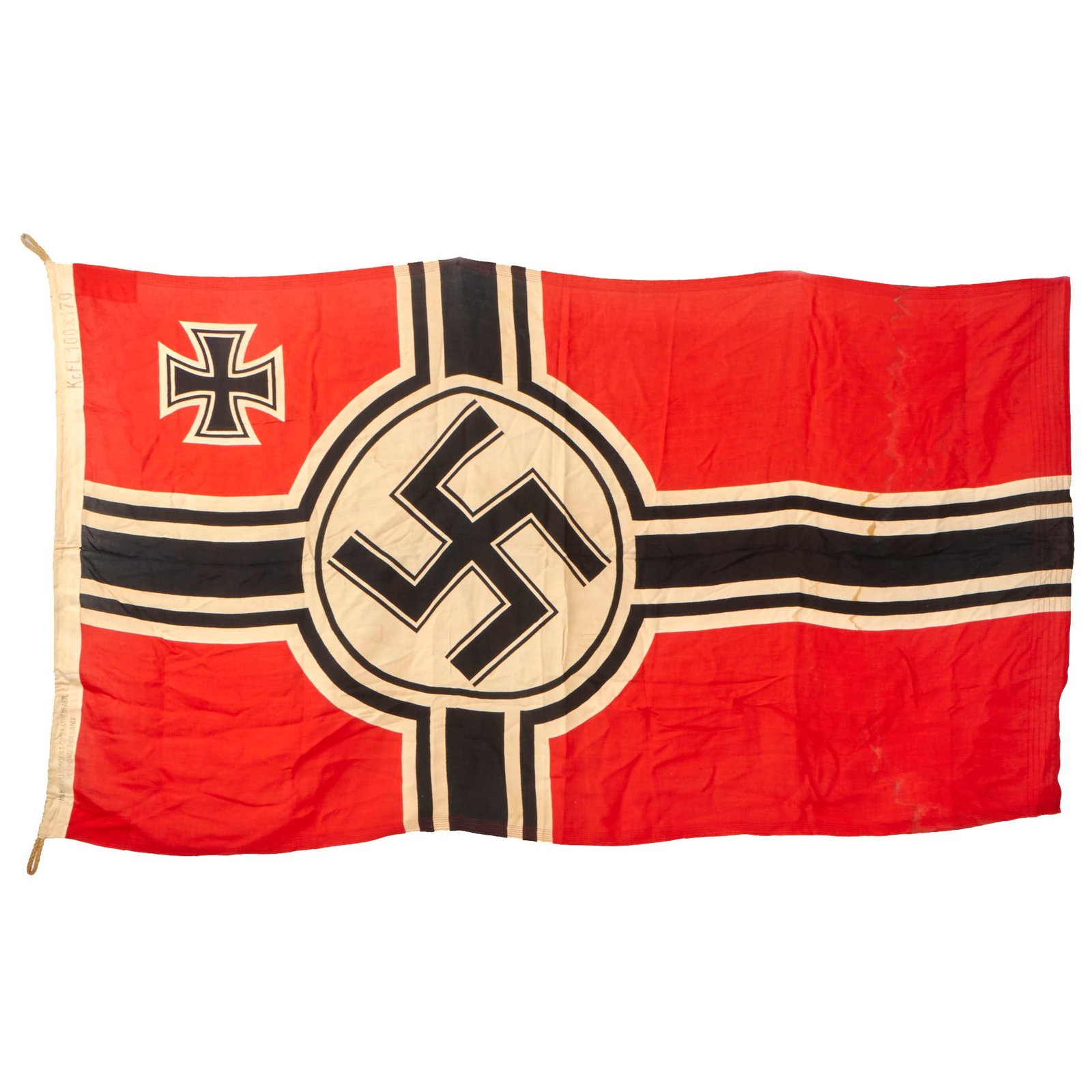 Buy Original German WWII 100cm x 170cm National Battle Flag by N.V.P.F. v Vlissingen & Co. - Reichskriegsflagge | Original Firearms Antique For Sale