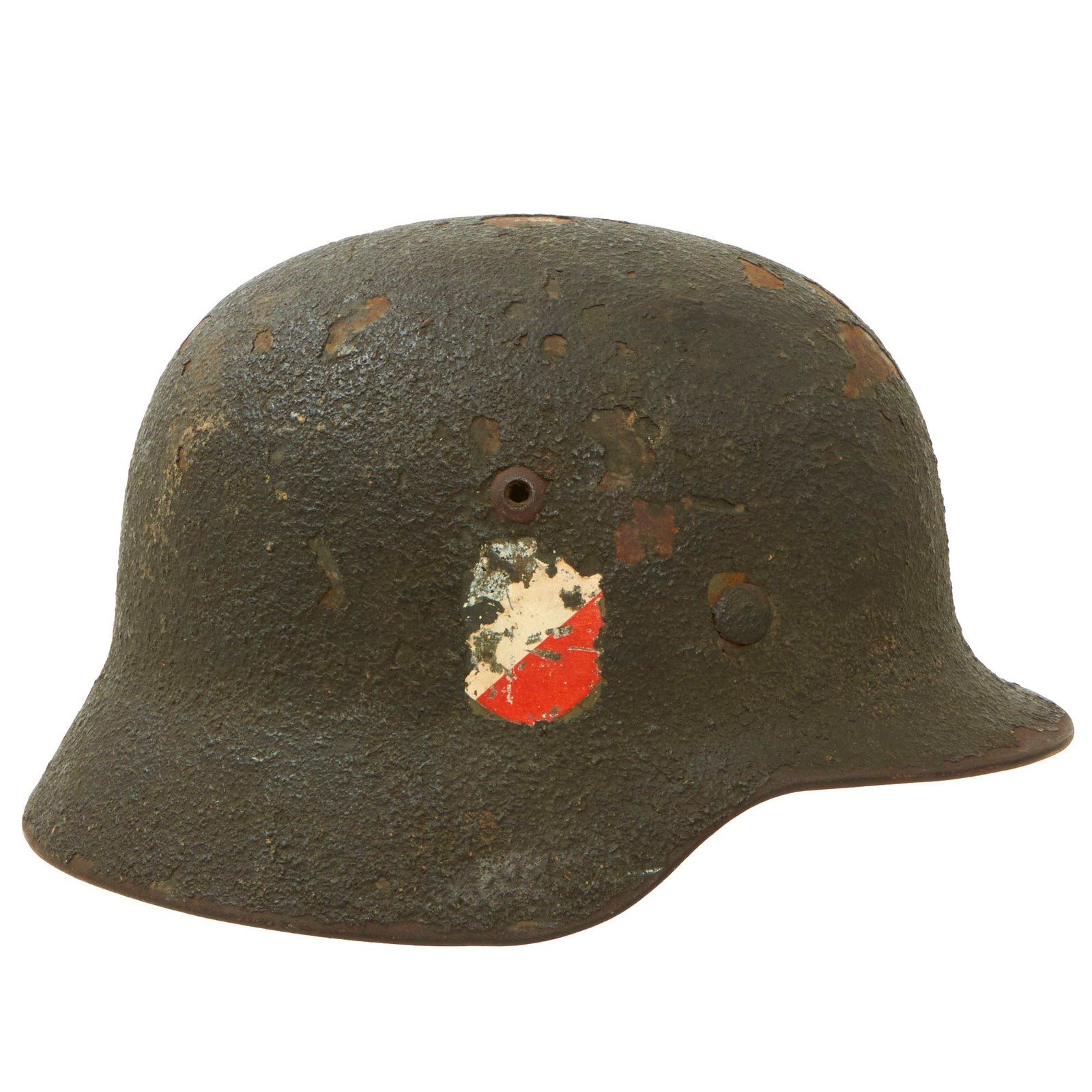 Buy Original German WWII USGI Bring Back Army Heer M35 Double Decal Textured Paint Helmet with "V for Victory" Pin - Size 62 Shell | Original Firearms Antique For Sale