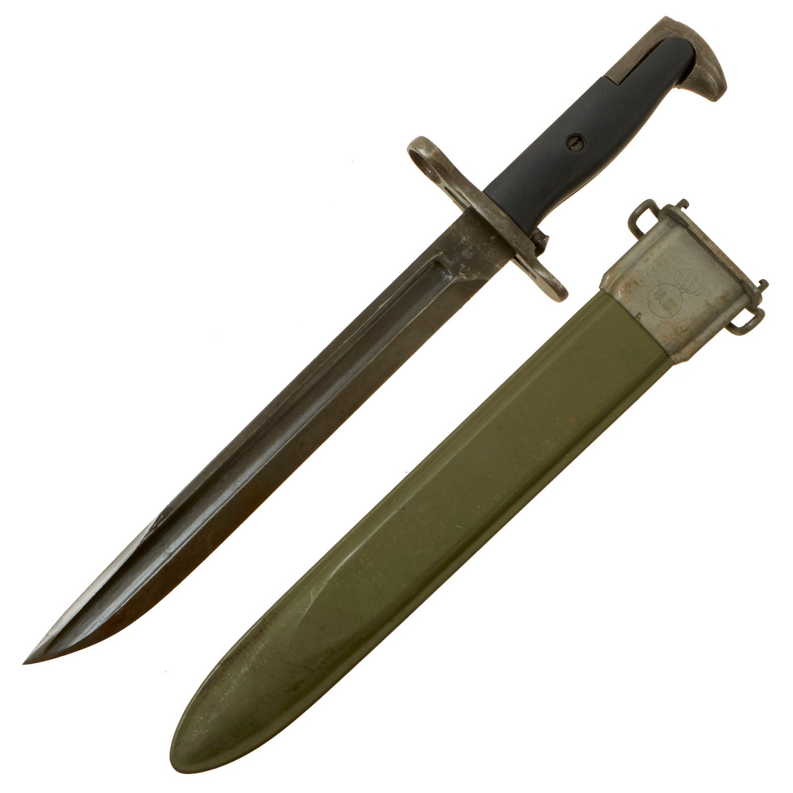 Buy Original U.S. WWII M1 Garand 10 inch Cut Down Bayonet by Oneida Limited with M7 Scabbard - Dated 1942 | Original Firearms Antique For Sale