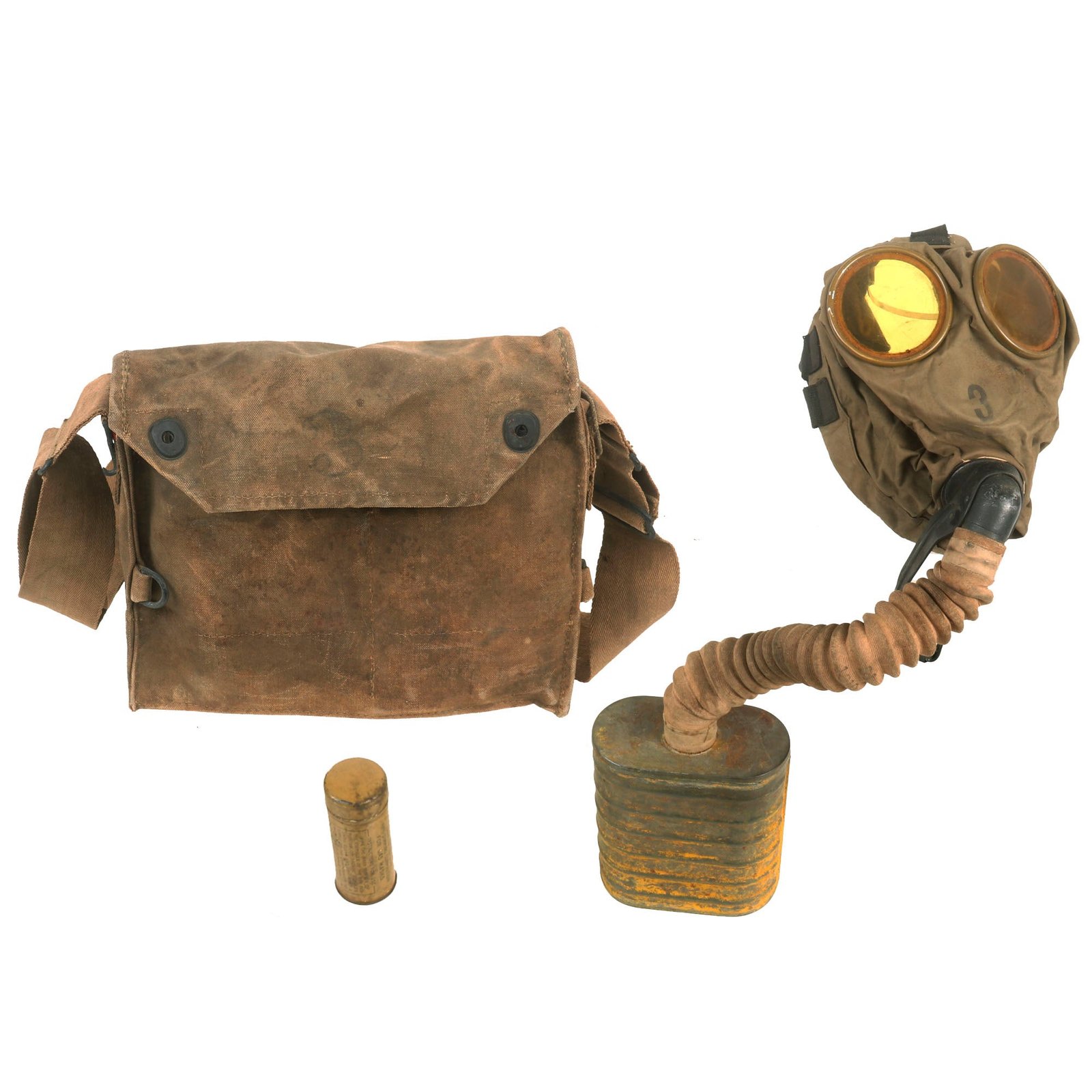 Buy Original U.S. WWI Corrected English Type Box Respirator Gas Mask in Original Carrying Bag with Anti-Dimming Stick | Original Firearms Antique For Sale