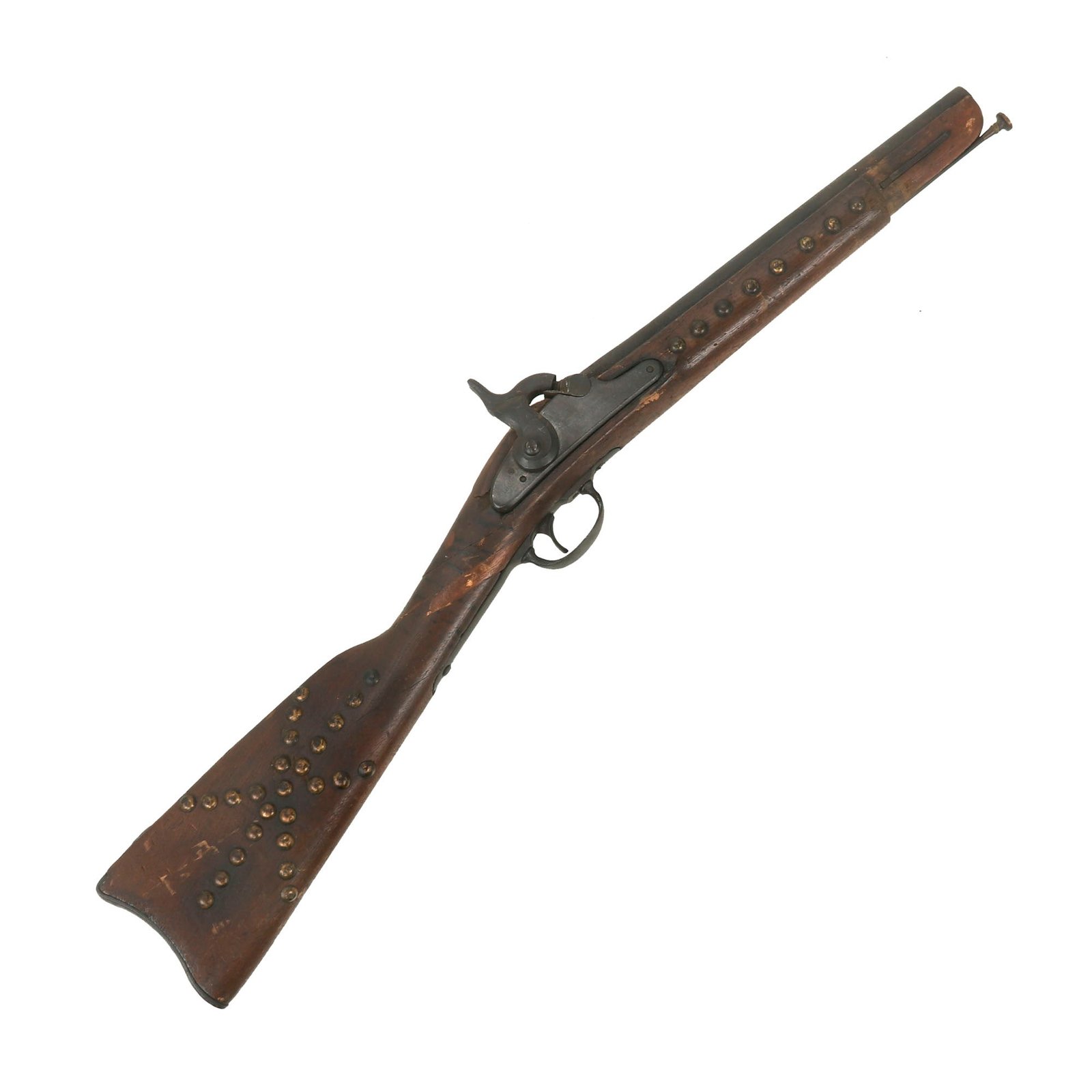 Buy Original U.S. Civil War Springfield Model 1863 Cut Down Rifled Musket Possibly Decorated & Used by Native Americans - dated 1863 | Original Firearms Antique For Sale