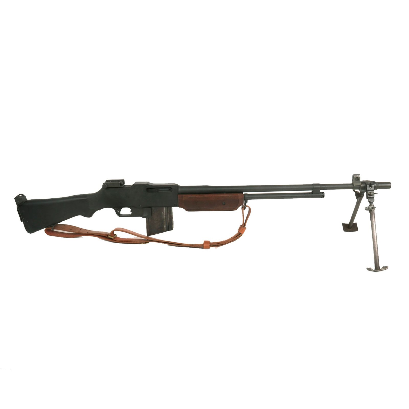 Buy Original U.S. WWII BAR Browning 1918A2 Display Gun Constructed with Genuine Parts & Sling - Live Barrel Dated 1918 | Original Firearms Antique For Sale