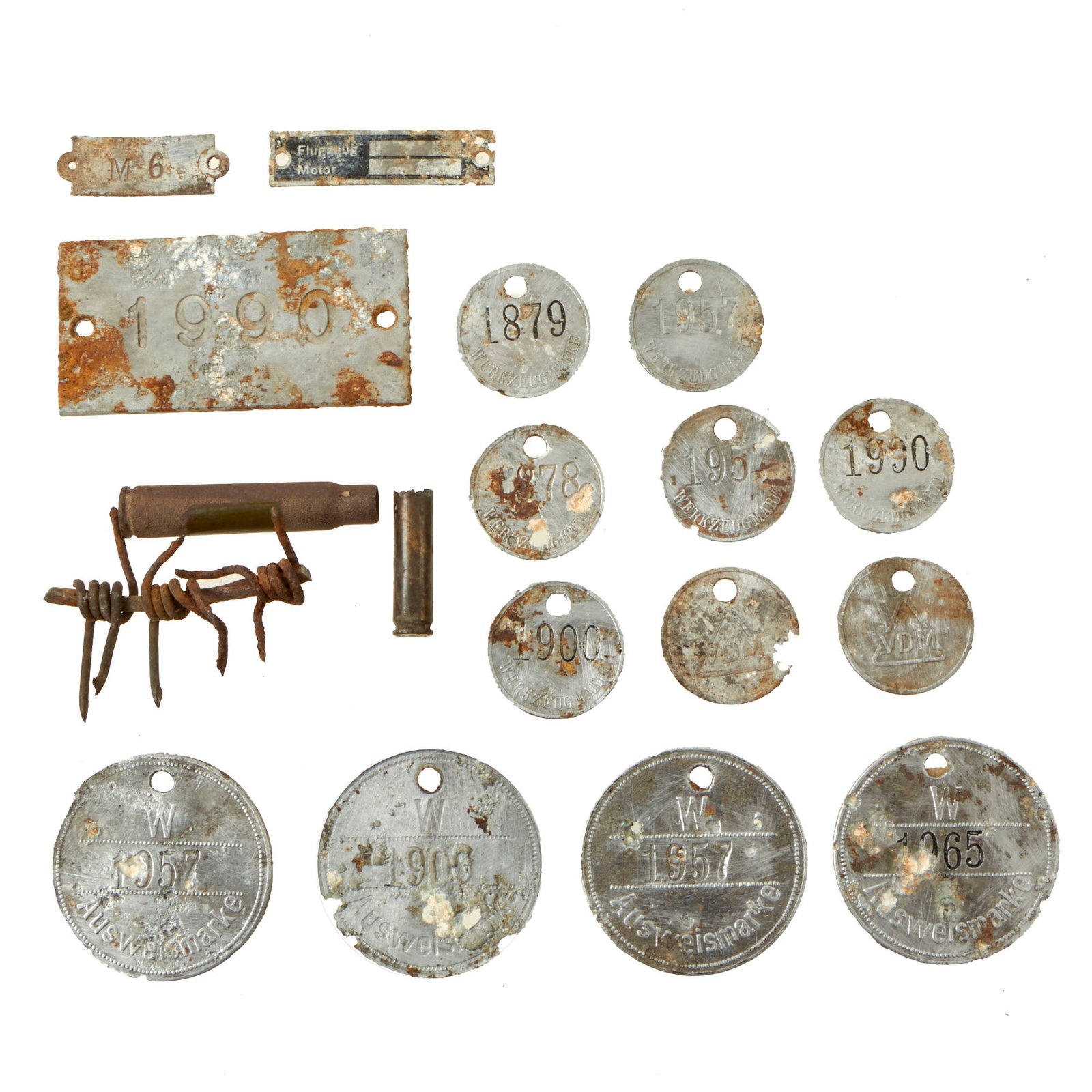 Buy Original German WWII Collection of V1 Rocket Manufacture Tool Tags Found at Mittelbau | Original Firearms Antique For Sale