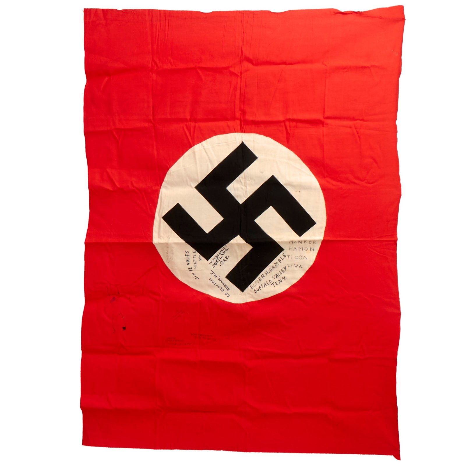 Buy Original German WWII U.S. 35th Infantry Division Captured & Signed NSDAP Double Sided Political Flag - 50” x 72” | Original Firearms Antique For Sale