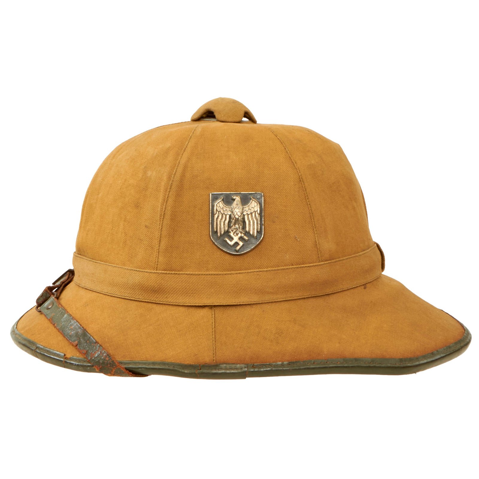 Buy Original German WWII 1942 Dated First Model DAK Afrikakorps Sun Helmet by HA with Badges - Size 56 | Original Firearms Antique For Sale
