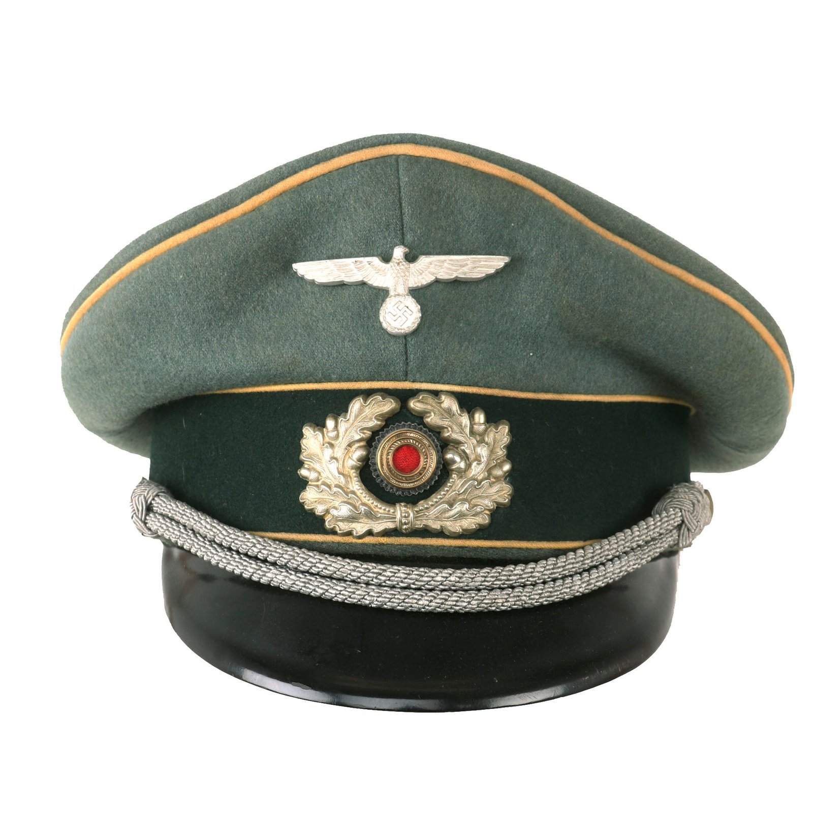 Buy Original German WWII Heer Cavalry Officers Schirmmütze Visor Crush Cap by Chr. Armbrust - Faded Piping | Original Firearms Antique For Sale
