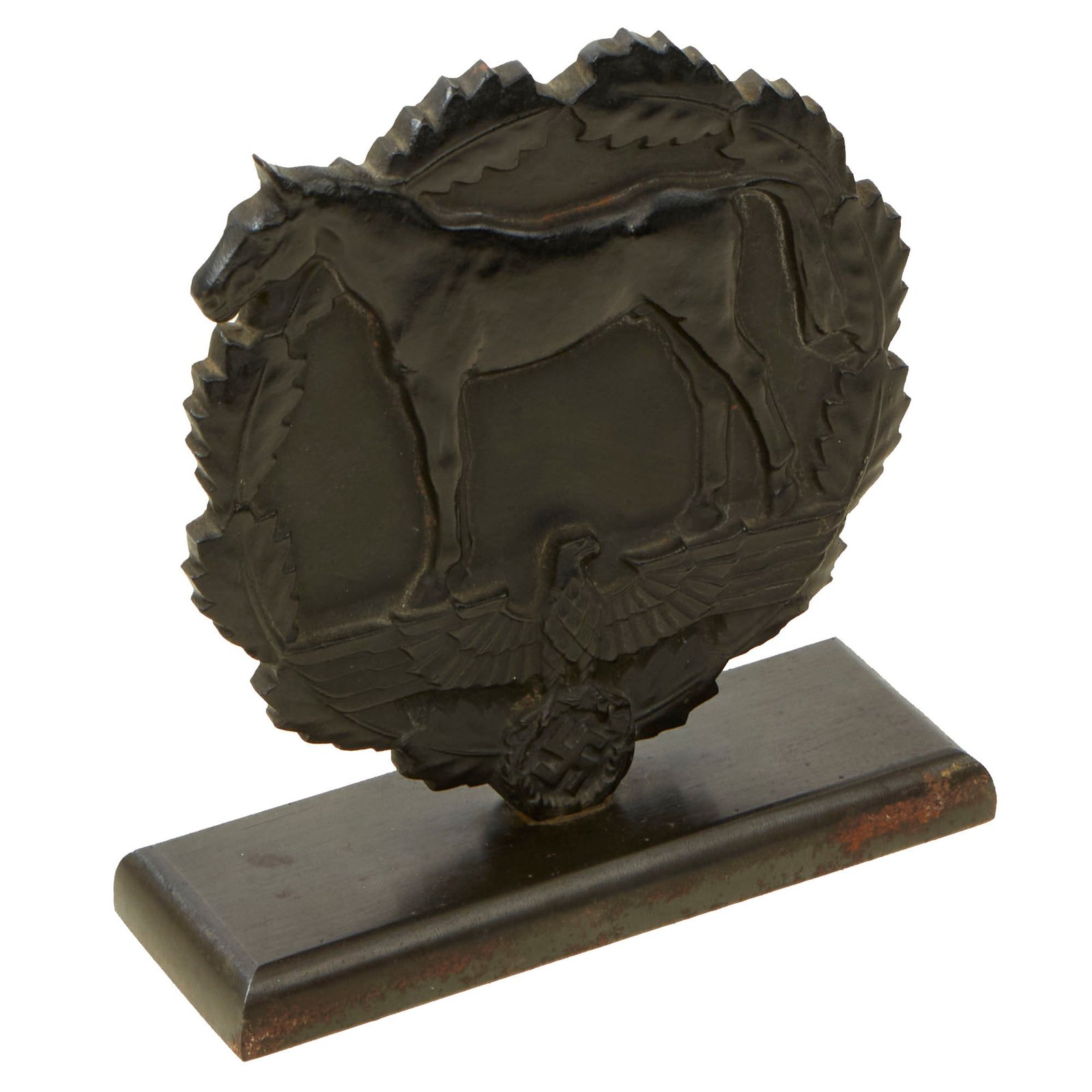 Buy Original German WWII SA Horse Table Award Plaque For Service & Donation Towards Young German Riders Mounted on Display Stand | Original Firearms Antique For Sale