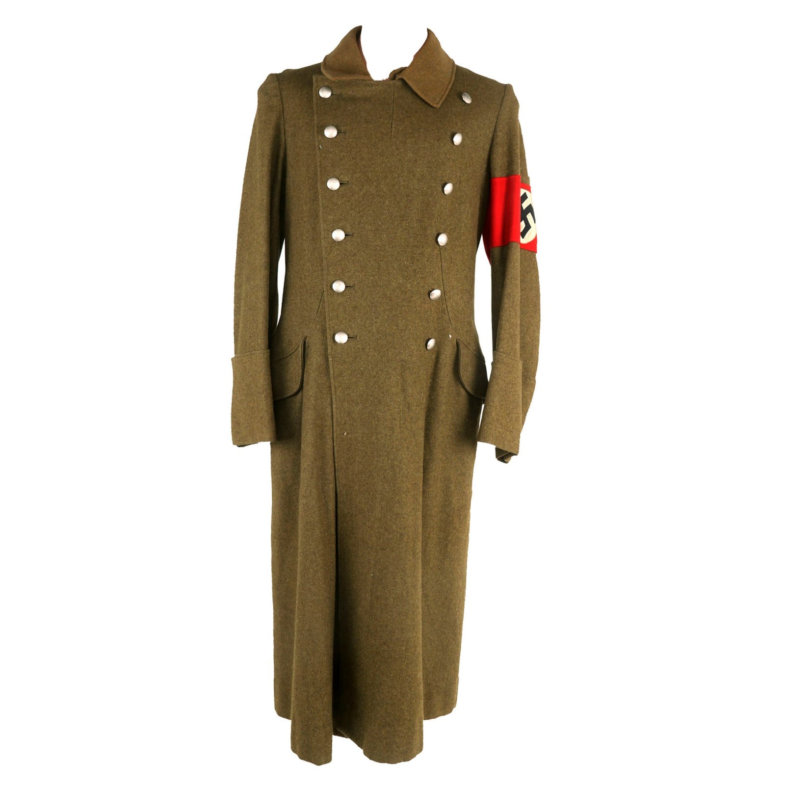 Buy Original WWII German NSDAP and SA Brown Wool Mantel Greatcoat with Armband and RZM Tag - Sturmabteilung | Original Firearms Antique For Sale
