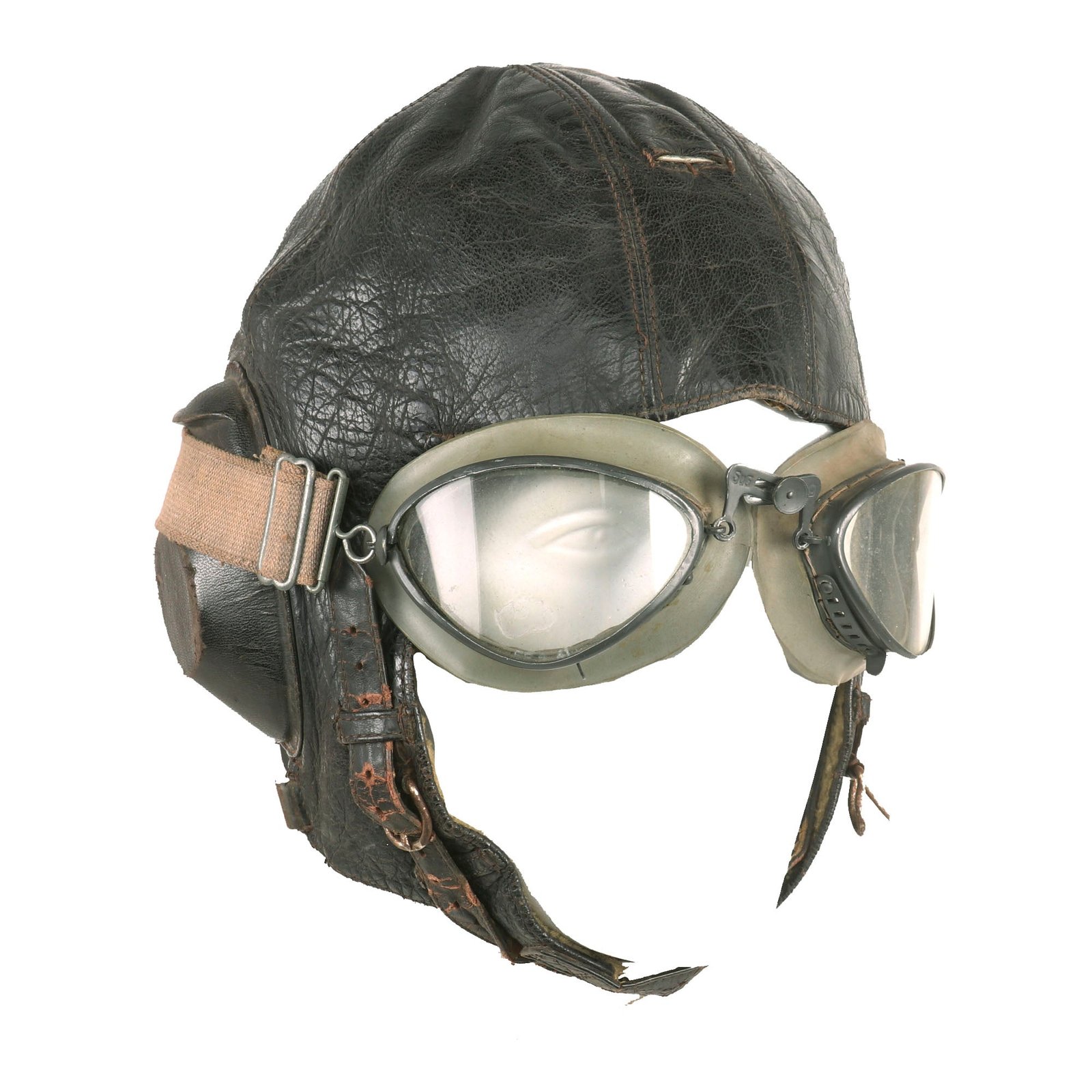 Buy Original German WWII Luftwaffe LKpW101 Winter Flying Helmet with Headphones & Goggles | Original Firearms Antique For Sale