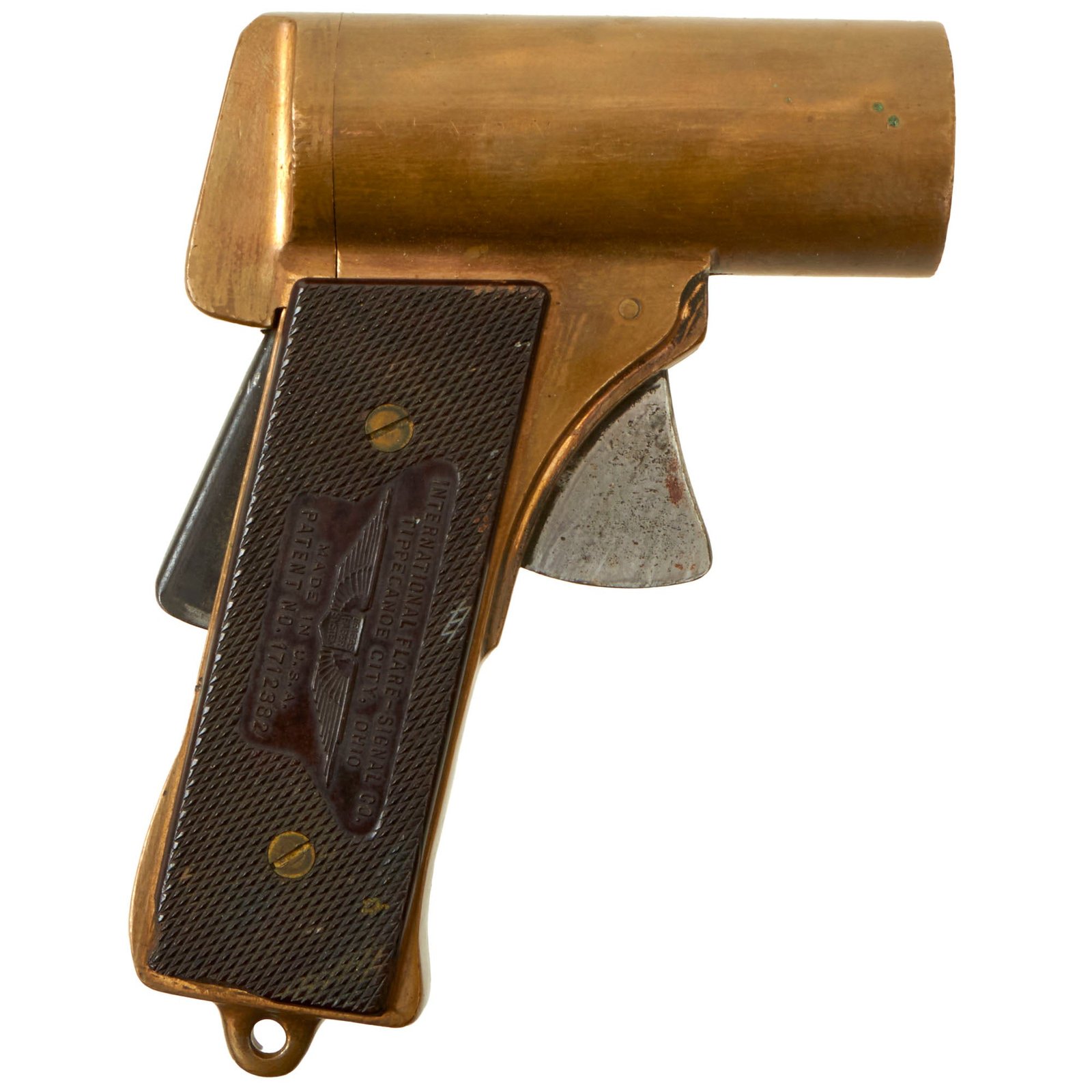 Buy Original U.S. WWII Brass M2 Pyrotechnic Pistol by International Flare-Signal Co. Serial 583 | Original Firearms Antique For Sale