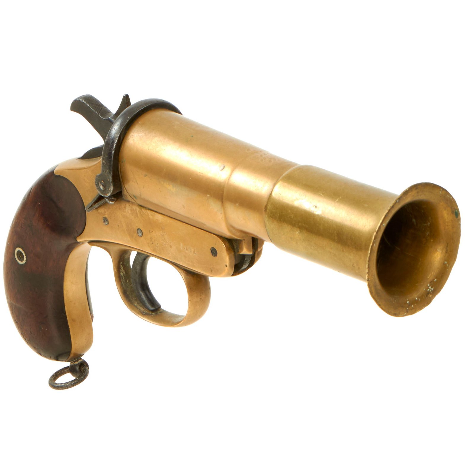 Buy Original British WWI 1913 Dated MkIII* Webley & Scott Brass Flare Signal Pistol - Matching Serial 1404 - Early Example | Original Firearms Antique For Sale