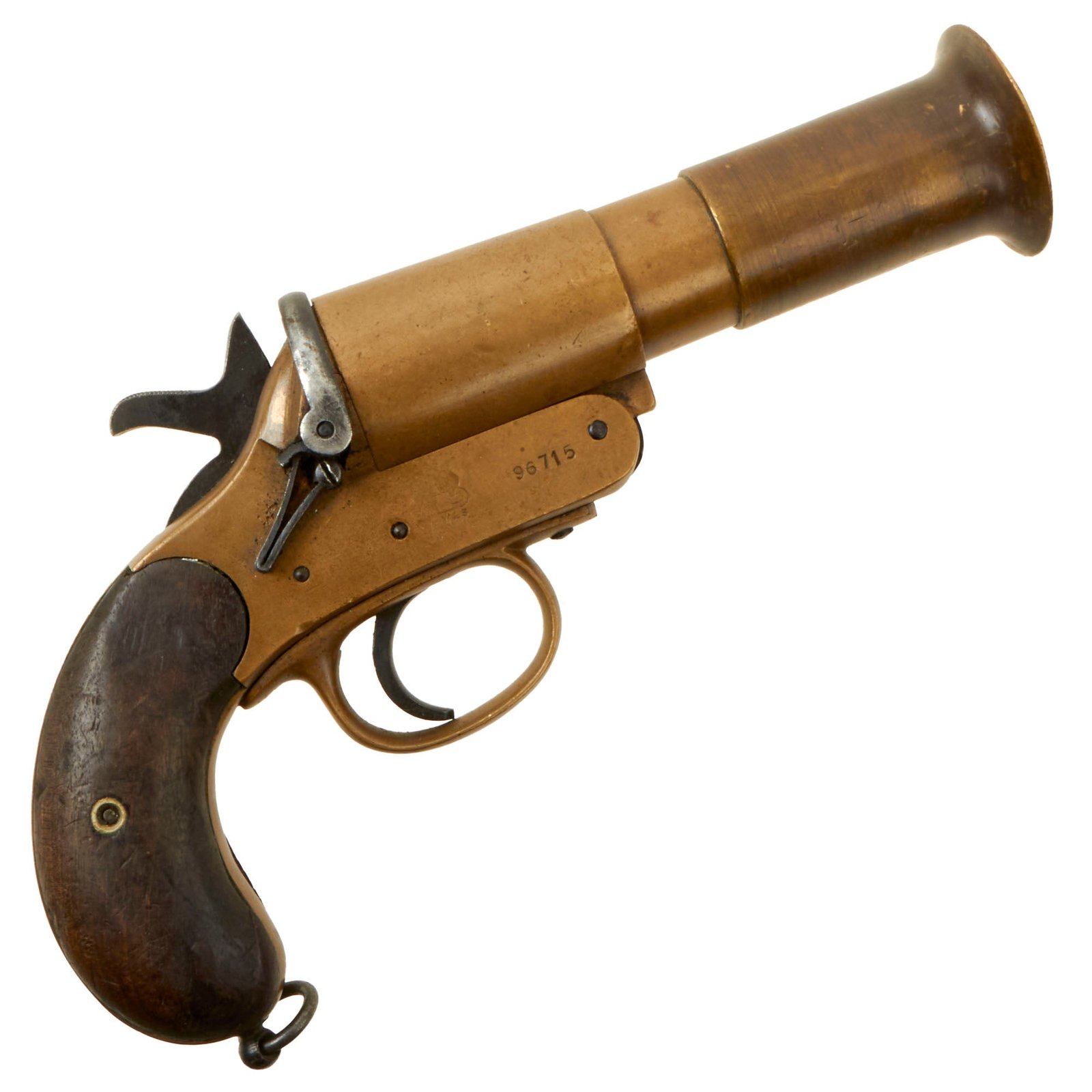Buy Original British WWI 1918 Dated MkIII* Webley & Scott Brass Flare Signal Pistol - Matching Serial 96715 | Original Firearms Antique For Sale