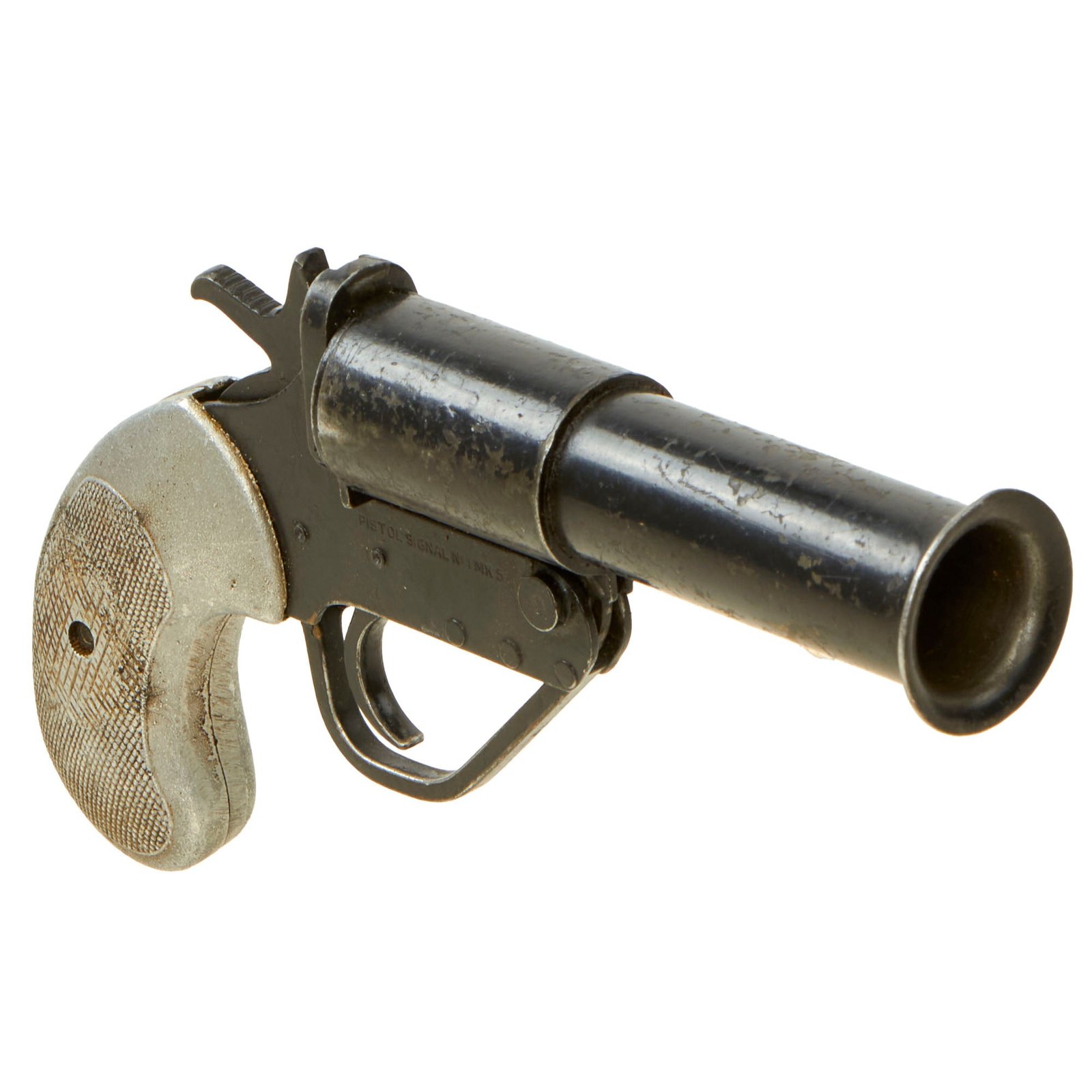 Buy Original British WWII Webley No.1 Mk.5 Flare Signal Pistol with Aluminum Grip - Serial 077230 | Original Firearms Antique For Sale