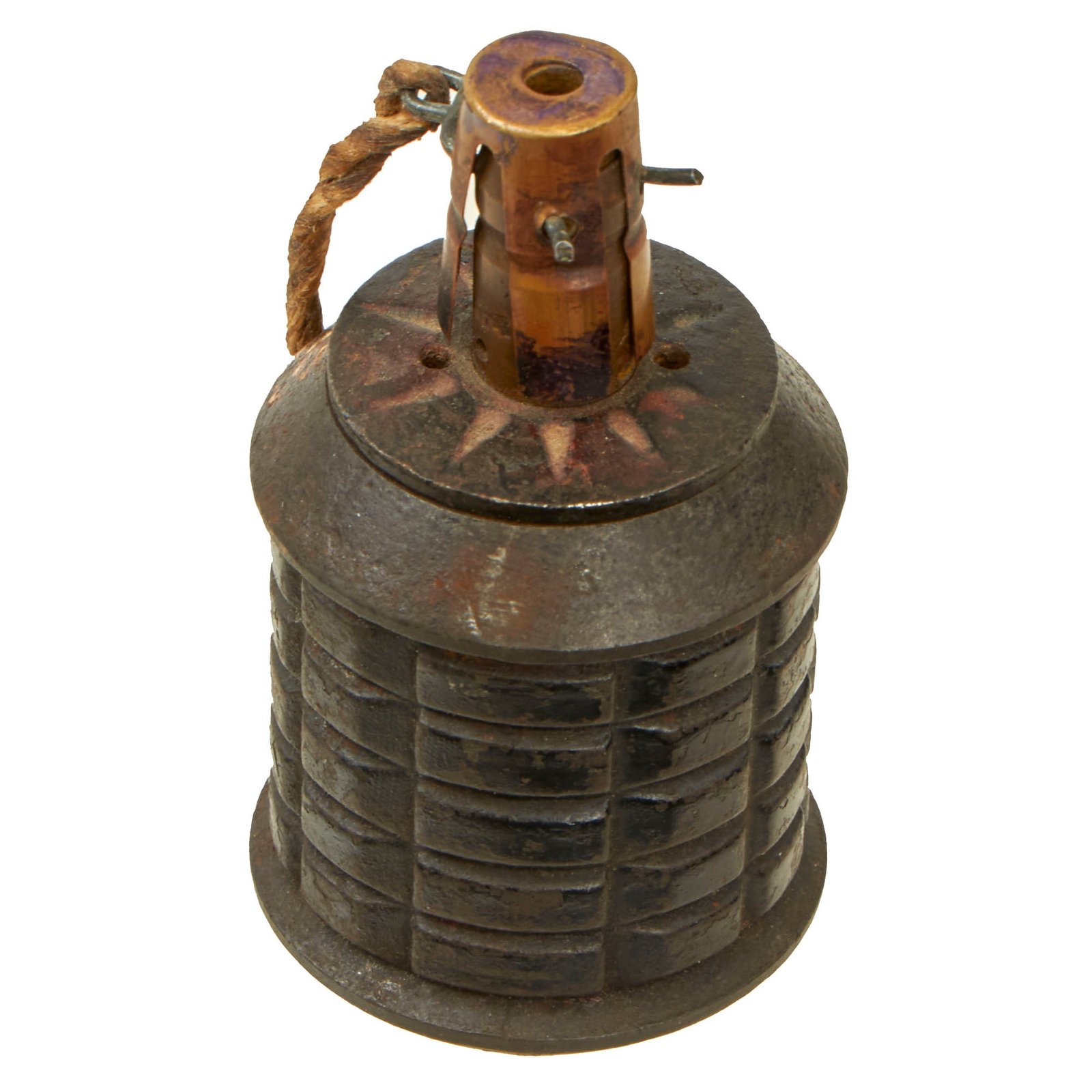 Buy Original Japanese WWII 1941 Dated Type 97 Inert Fragmentation Hand Grenade with Fuse & Pull String | Original Firearms Antique For Sale