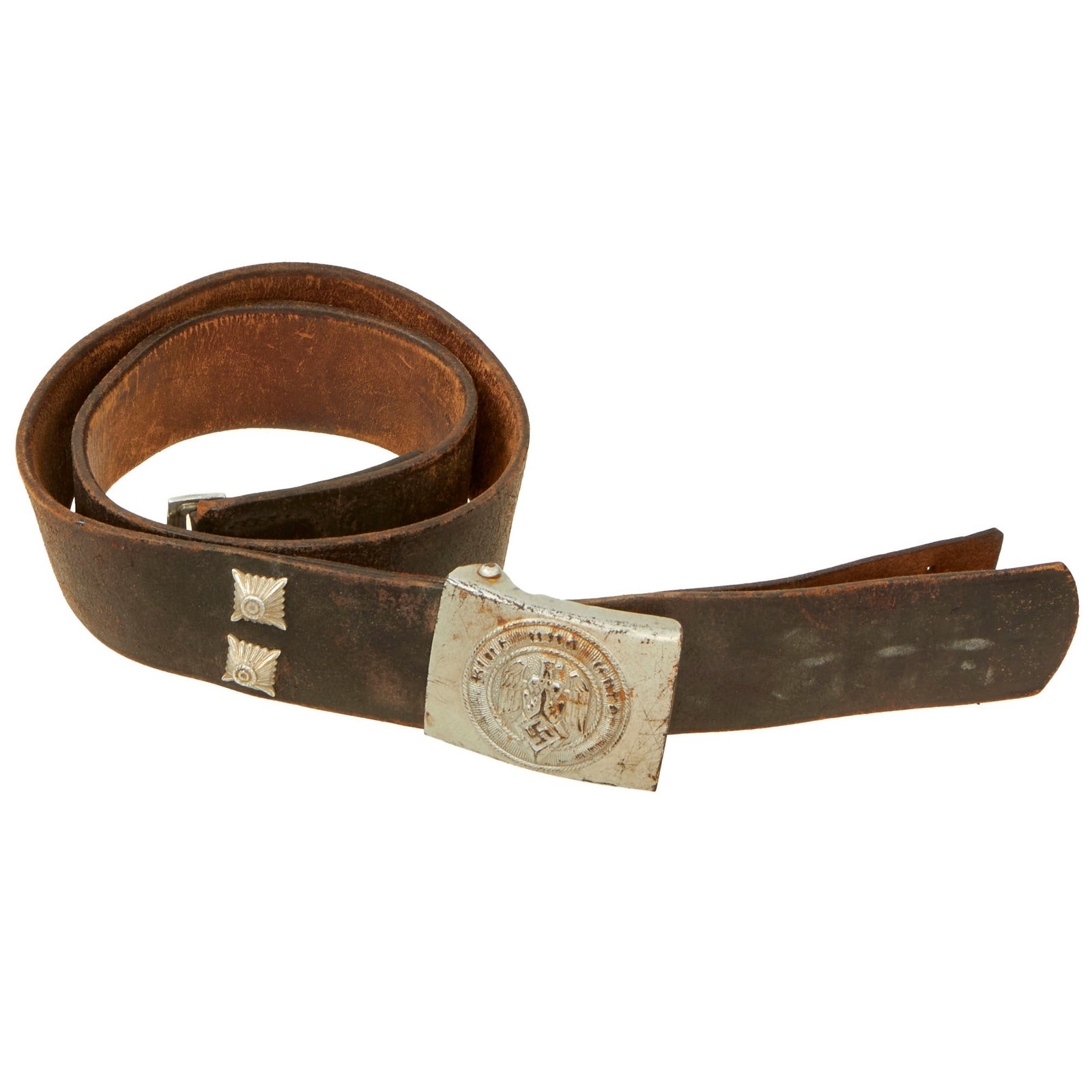 Buy Original German WWII HJ Leather Knife Belt with Steel Buckle by Christian Theodore Dicke - RZM M4/22 | Original Firearms Antique For Sale