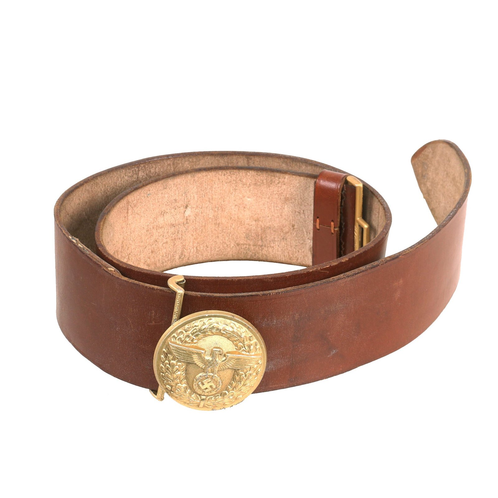 Buy Original German WWII NSDAP Leader Leather Belt with Aluminum Belt Buckle by Friedrich Linden & Wilhelm Deumer - RZM M4/24 & M4/72 | Original Firearms Antique For Sale