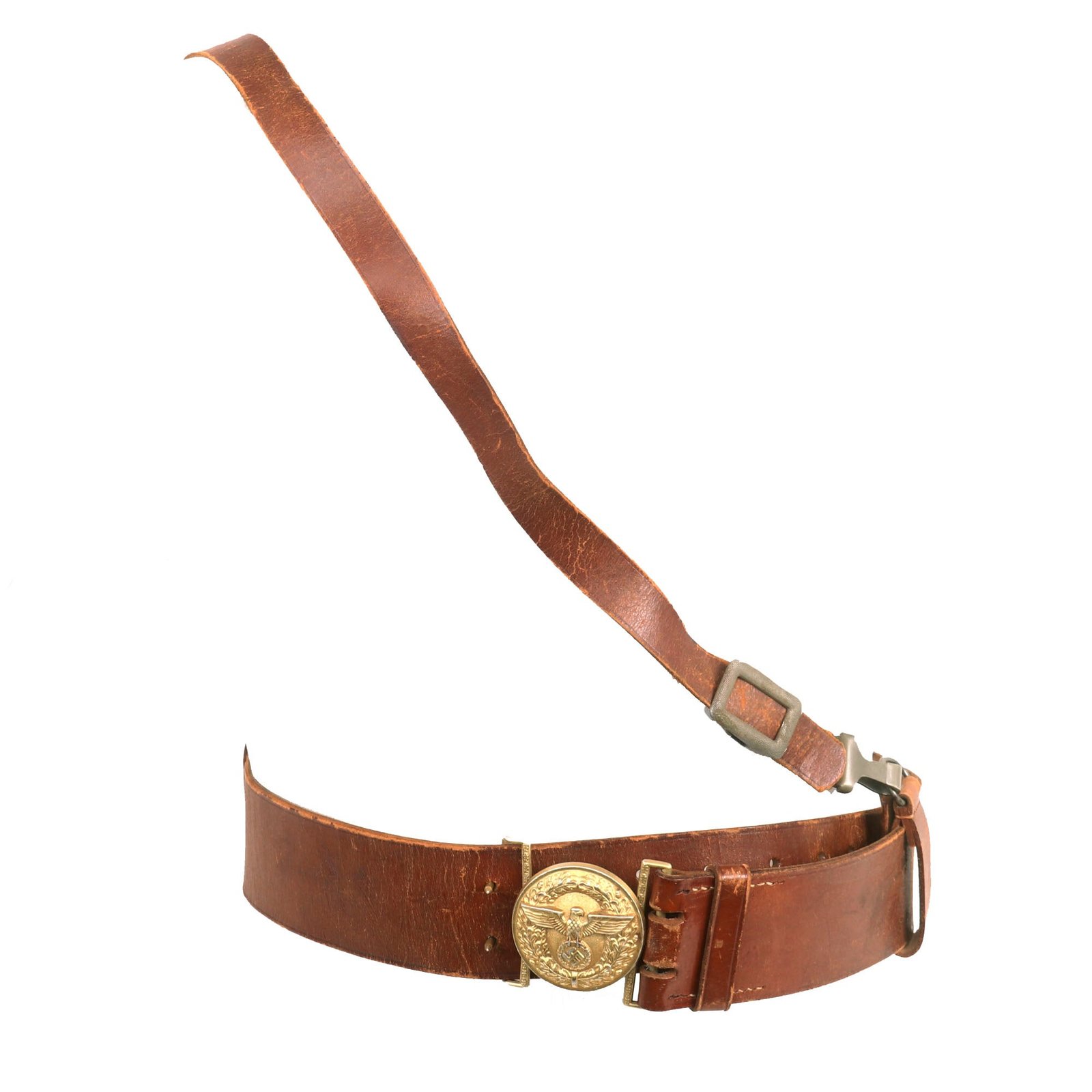 Buy Original German WWII NSDAP Political Leader Leather Belt with Buckle, Cross Strap & Saber Hanger - M4/24 RZM | Original Firearms Antique For Sale