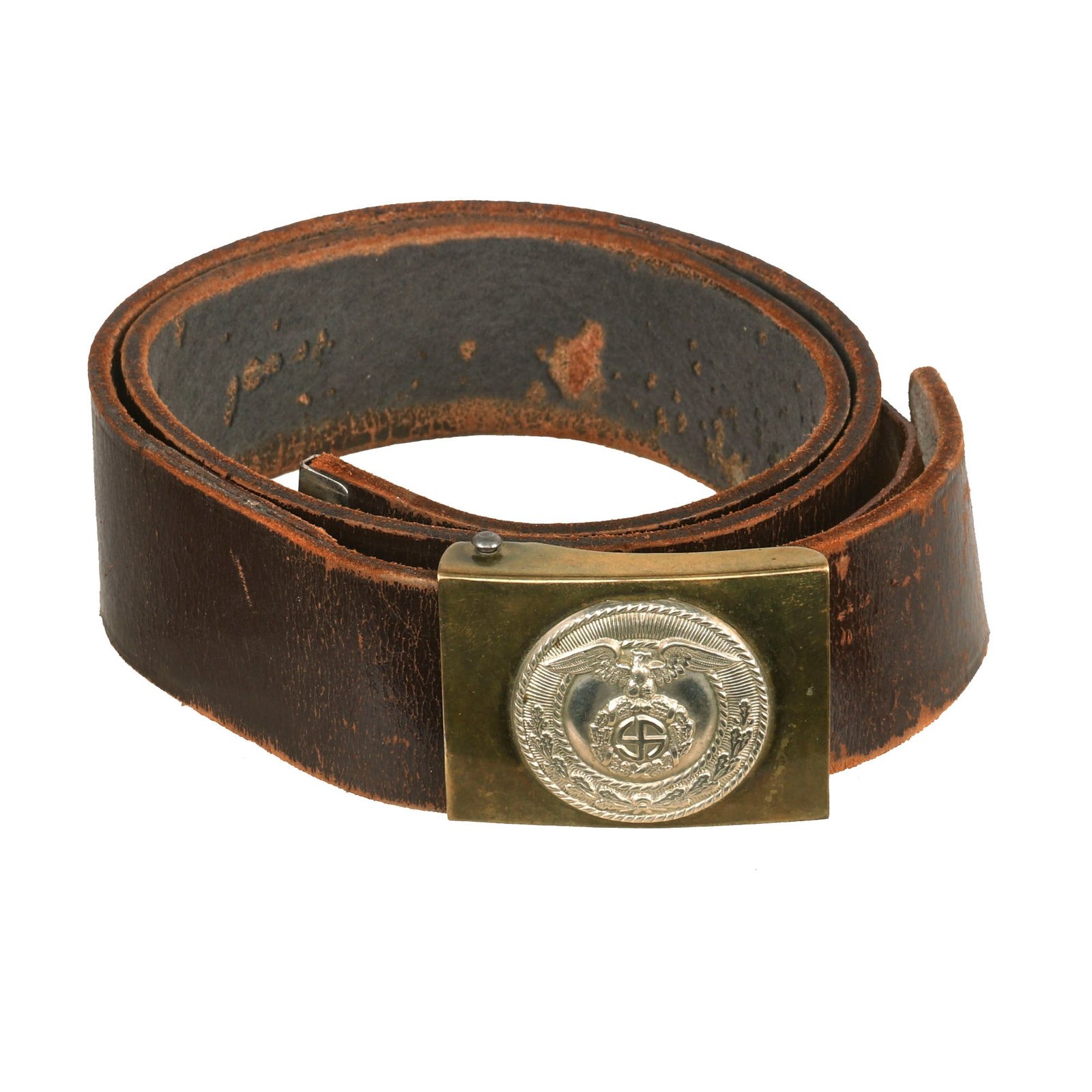 Buy Original German WWII Early SA EM/NCO Belt with Two Piece Brass & Nickel Buckle - Sturmabteilung | Original Firearms Antique For Sale