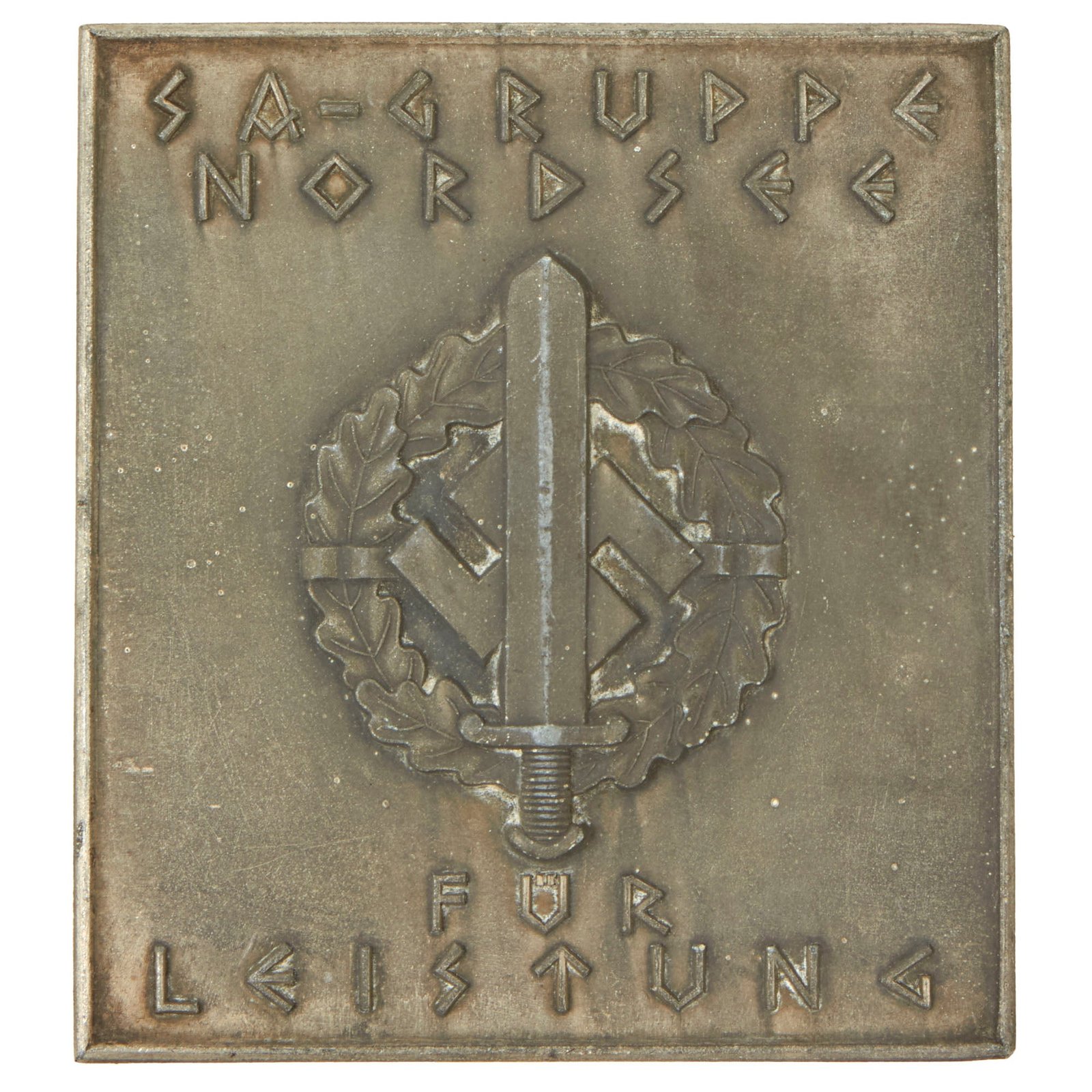 Buy Original German WWII SA Gruppe Nordsee 1939 Bremen Sports Competition Table Medal - Obstacle Relay 2nd Place | Original Firearms Antique For Sale