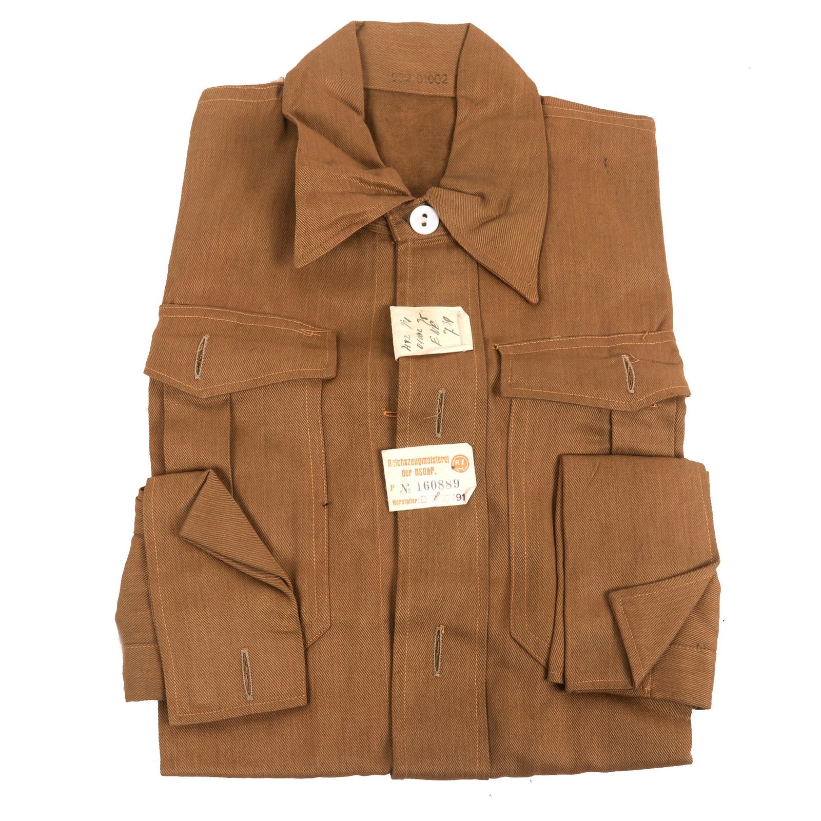 Buy Original German WWII Unissued Political Pullover Brown Shirt Tunic with RZM Tag and Label | Original Firearms Antique For Sale