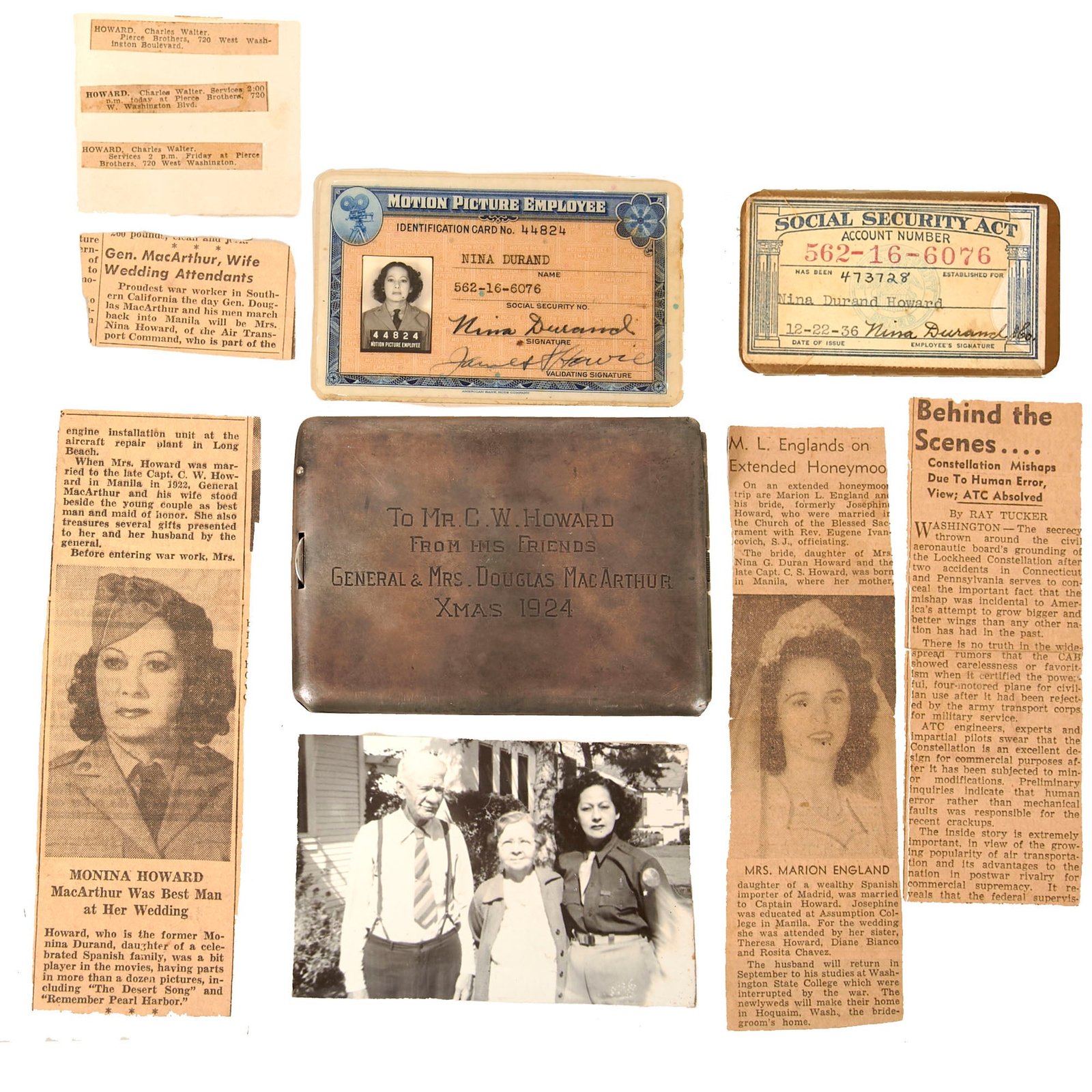 Buy Original U.S. WWII Sterling Silver Cigarette Case Gifted by General Douglas MacArthur & Wife to Friend with Provenance | Original Firearms Antique For Sale