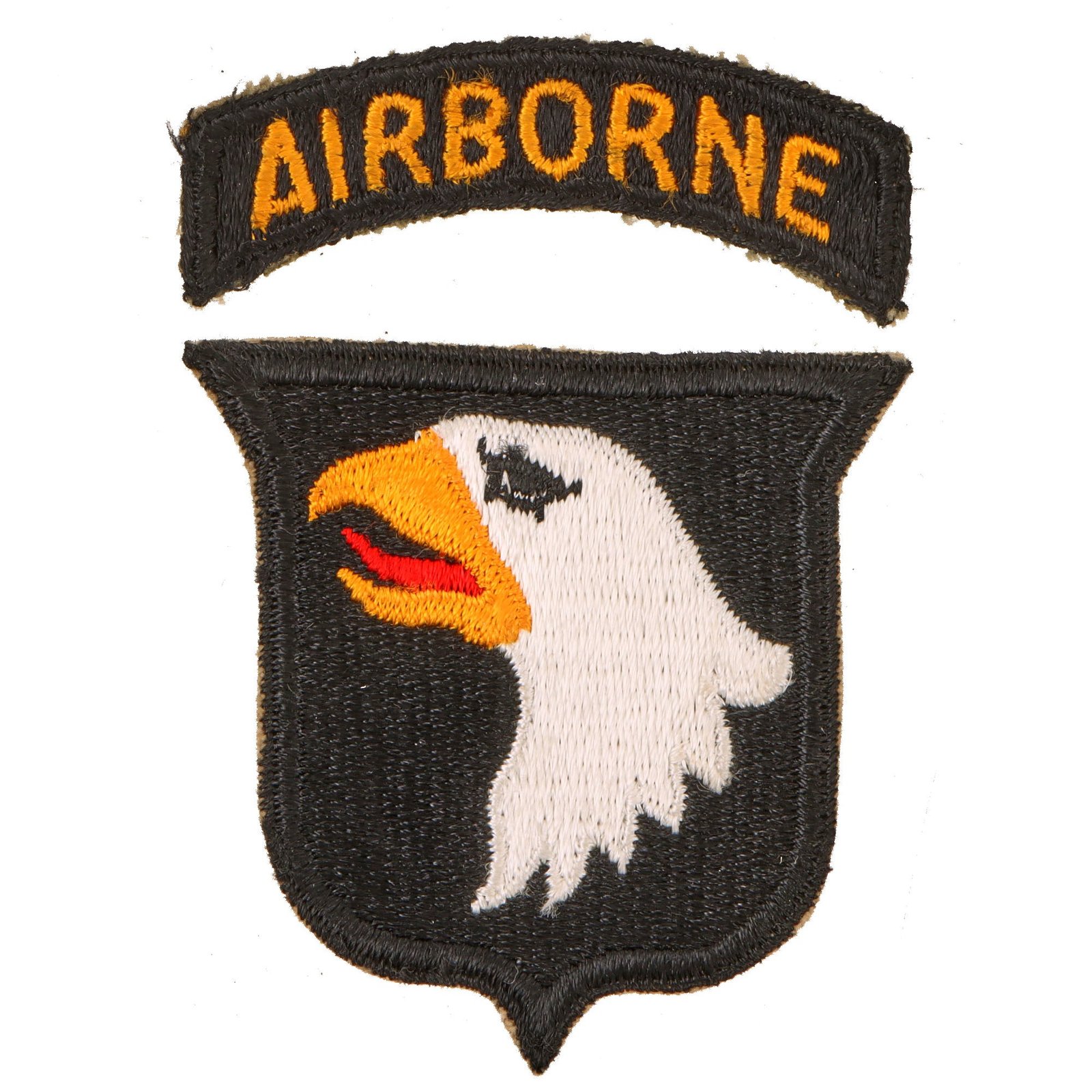 Original U.S. WWII Attributed Type 1 101st Airborne Division Red Tongue Patch with Detached Rocker - Ray Skully 3/506th PIR - Bronze Star Recipient