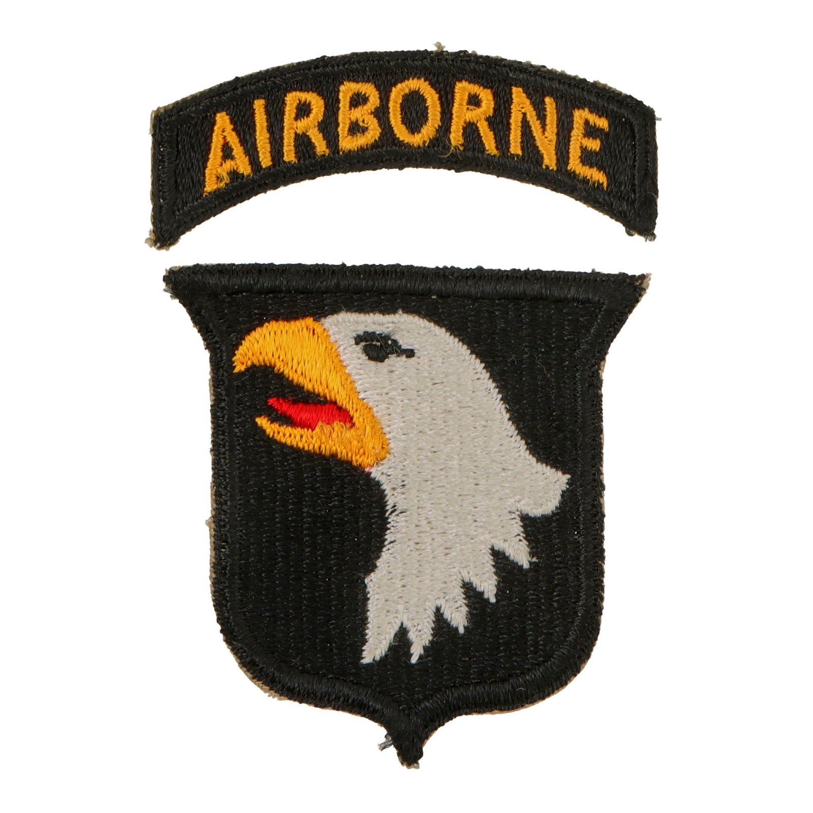 Original U.S. WWII Rare 101st Airborne Division Type 5 Patch with White Back & Detached Rocker