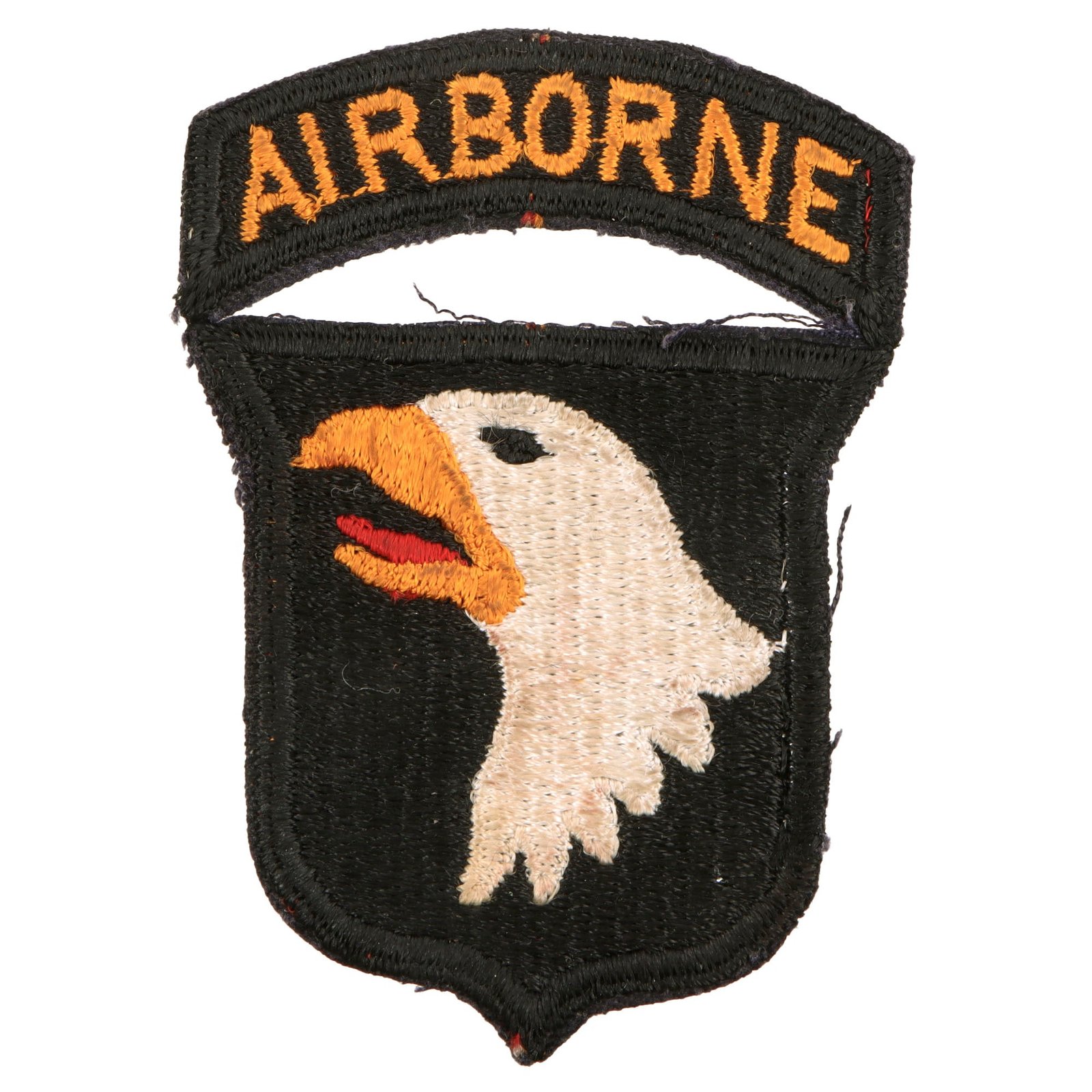 Original U.S. WWII Attributed Type 3 101st Airborne Division Red Tongue Patch with Rocker - Ray Skully 3/506th PIR - Bronze Star Recipient