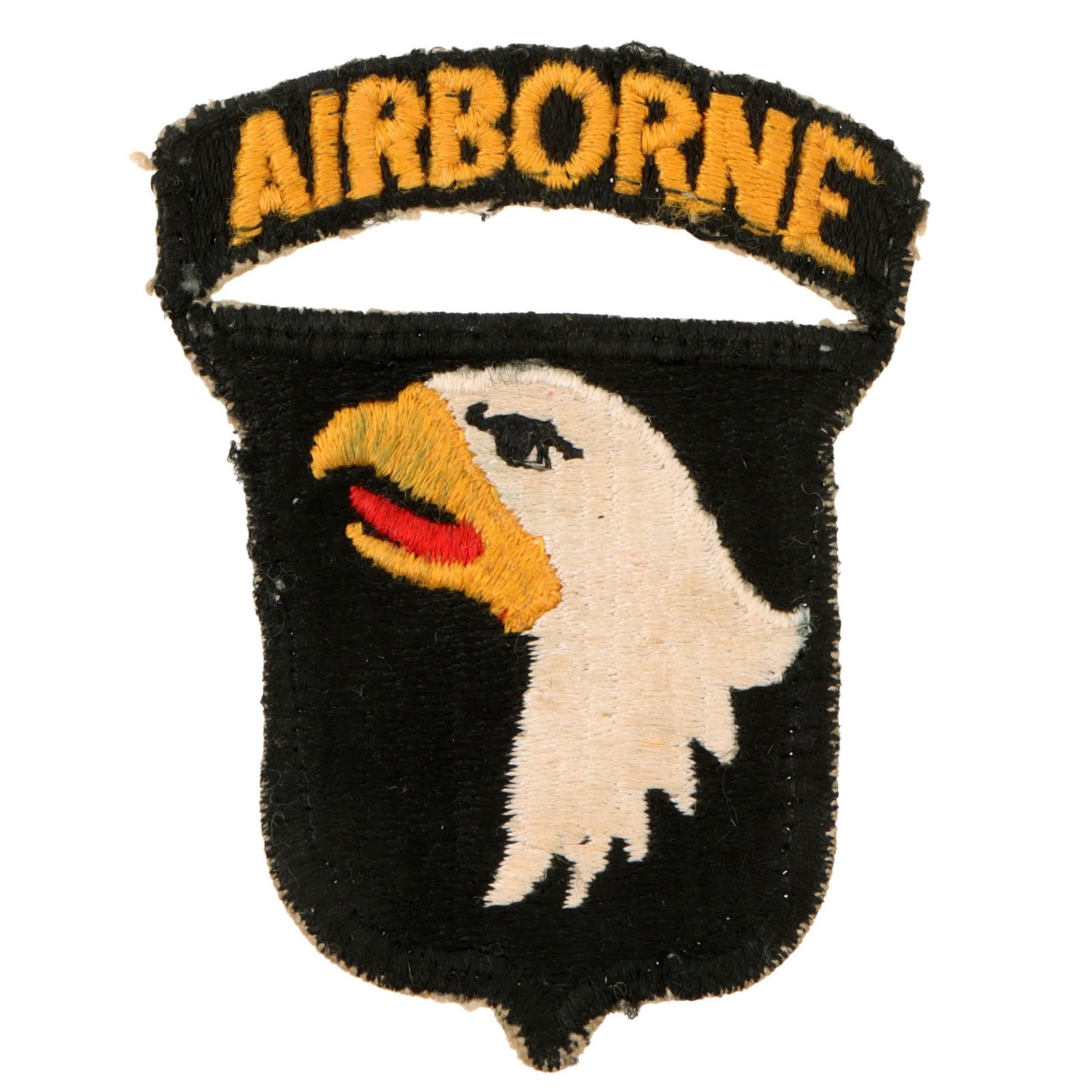 Original U.S. WWII Rare 101st Airborne Division Type 7 Patch with White Back & Integral Rocker