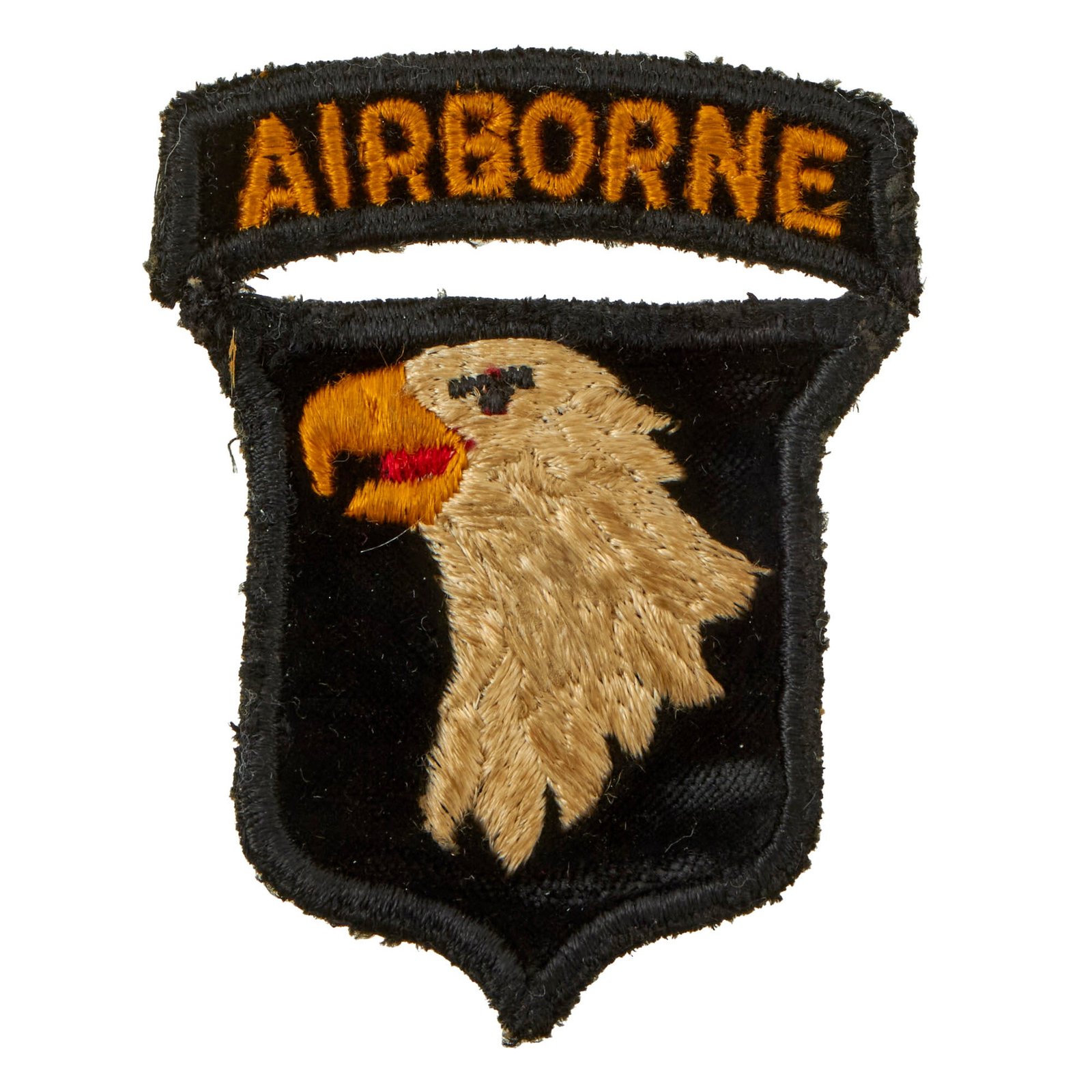 Original U.S. WWII Extraordinarily Scarce 101st Airborne Type 8 Shoulder Patch & Rocker Attributed to Logan Hull, Regimental HQ, 506th Parachute Infantry Regiment