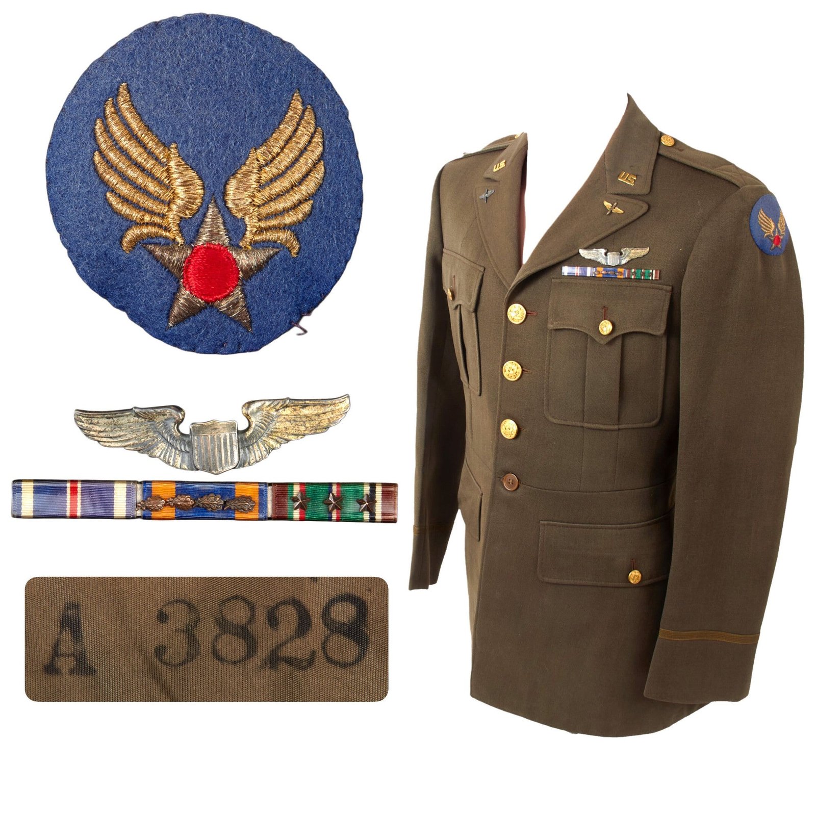 Original U.S. WWII AAF DFC Officer’s Uniform Named by Word-of-Mouth to Lt John Allen, 713th Bombardment Squadron, 448th Bombardment Group