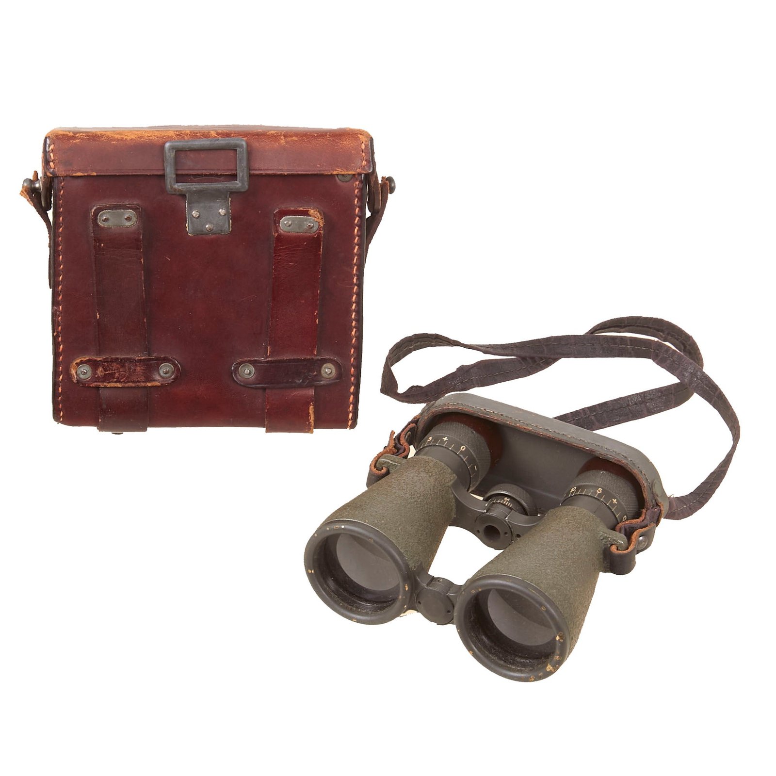 Buy Original Imperial German WWI Fernglas 08 Binoculars by Carl Zeiss with Leather Case & Ersatz Neck Strap - Dated 1917 | Original Firearms Antique For Sale
