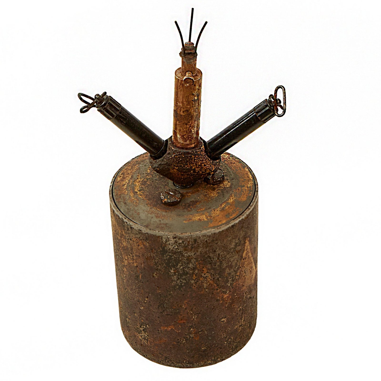 Buy Original WWII German Bouncing Betty S-Mine with Rare Triple Fuse Elbow by Märkische Maschinenbau-Anstalt Teutonia of Frankfurt - Dated 1944 - Fuze Elbow Broken Off | Original Firearms Antique For Sale