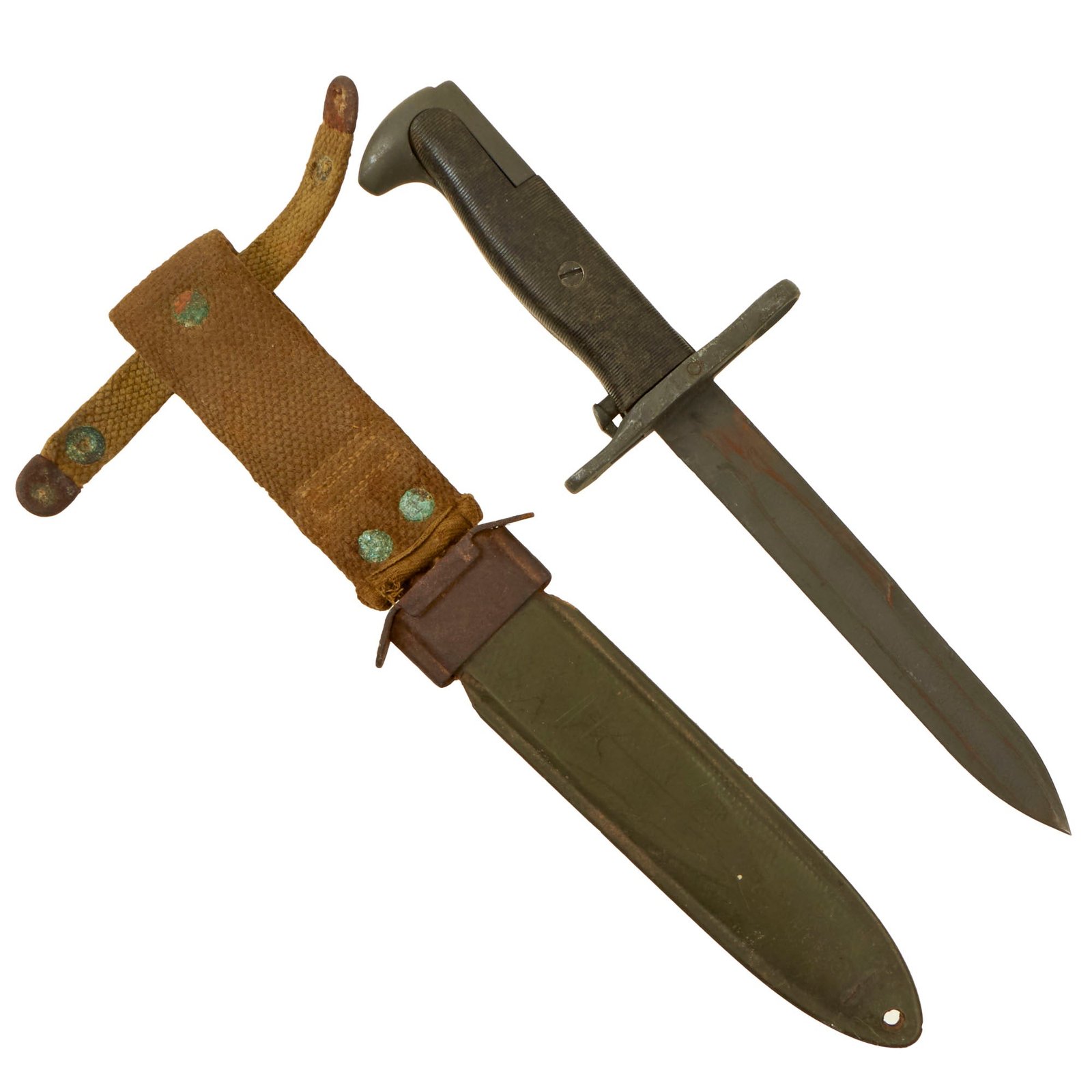 Buy Original U.S. WWII Theater Made M1 Garand Bayonet Fighting Knife With Updated M8 Scabbard by B.M. Co. | Original Firearms Antique For Sale