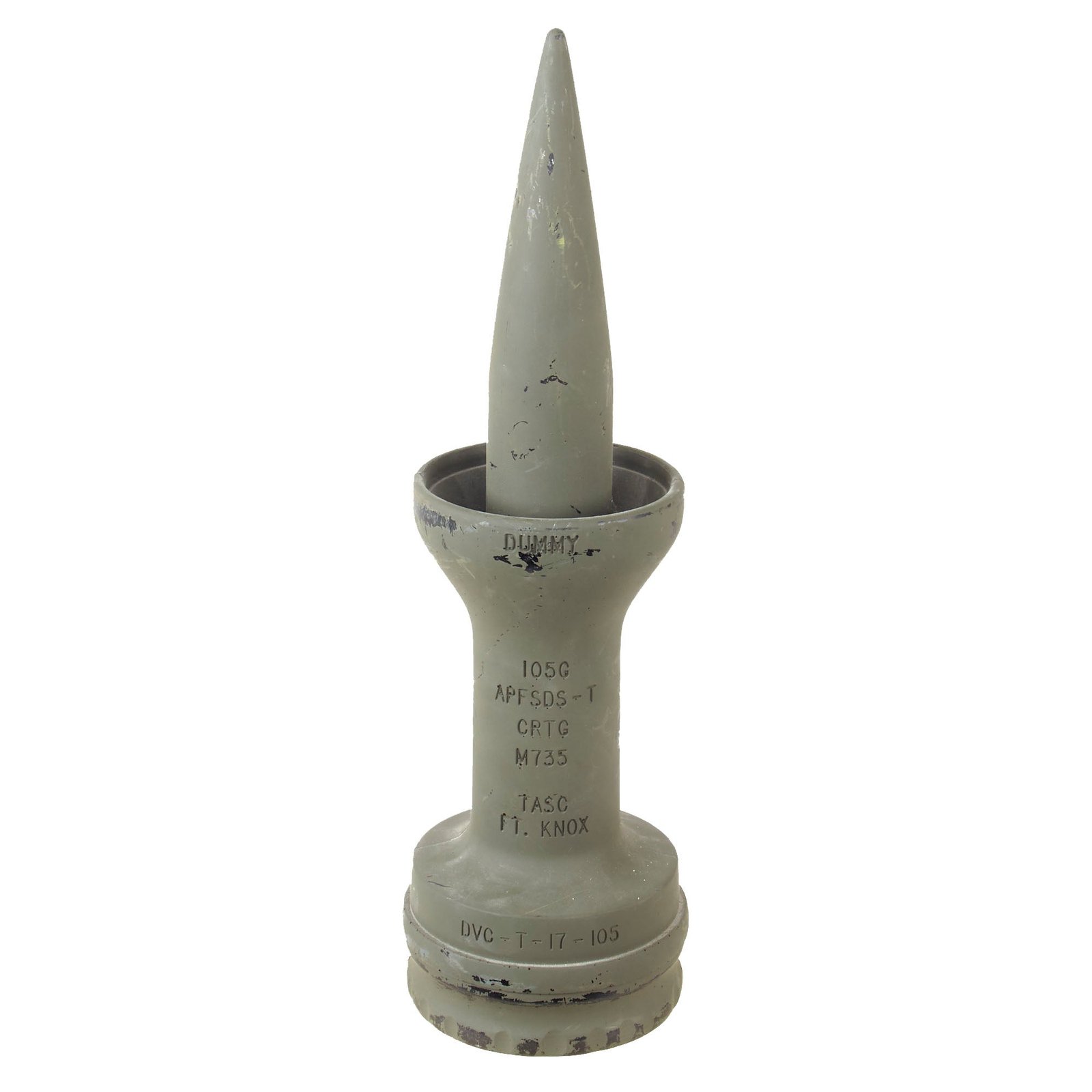 Original U.S. Operation Desert Storm Era Inert 105mm M735 APFSDS Dummy Sabot Trainer Round Marked TASC Ft. Knox