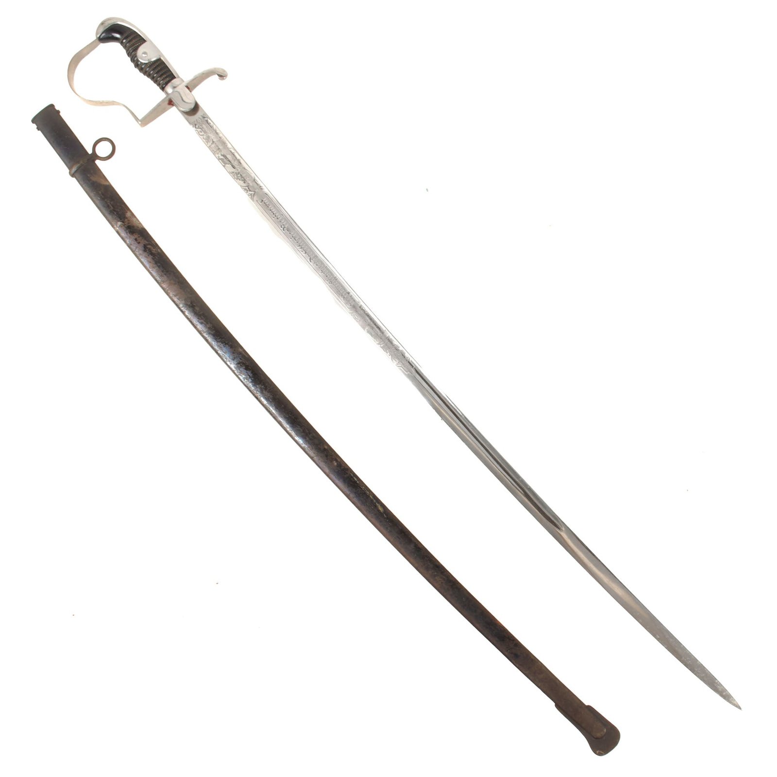 Original German Pre-WWII Reichswehr 6. (Preußischen) Artillerie Regiment Dove's Head NCO’s Sword with Triple-Etched Blade & Scabbard