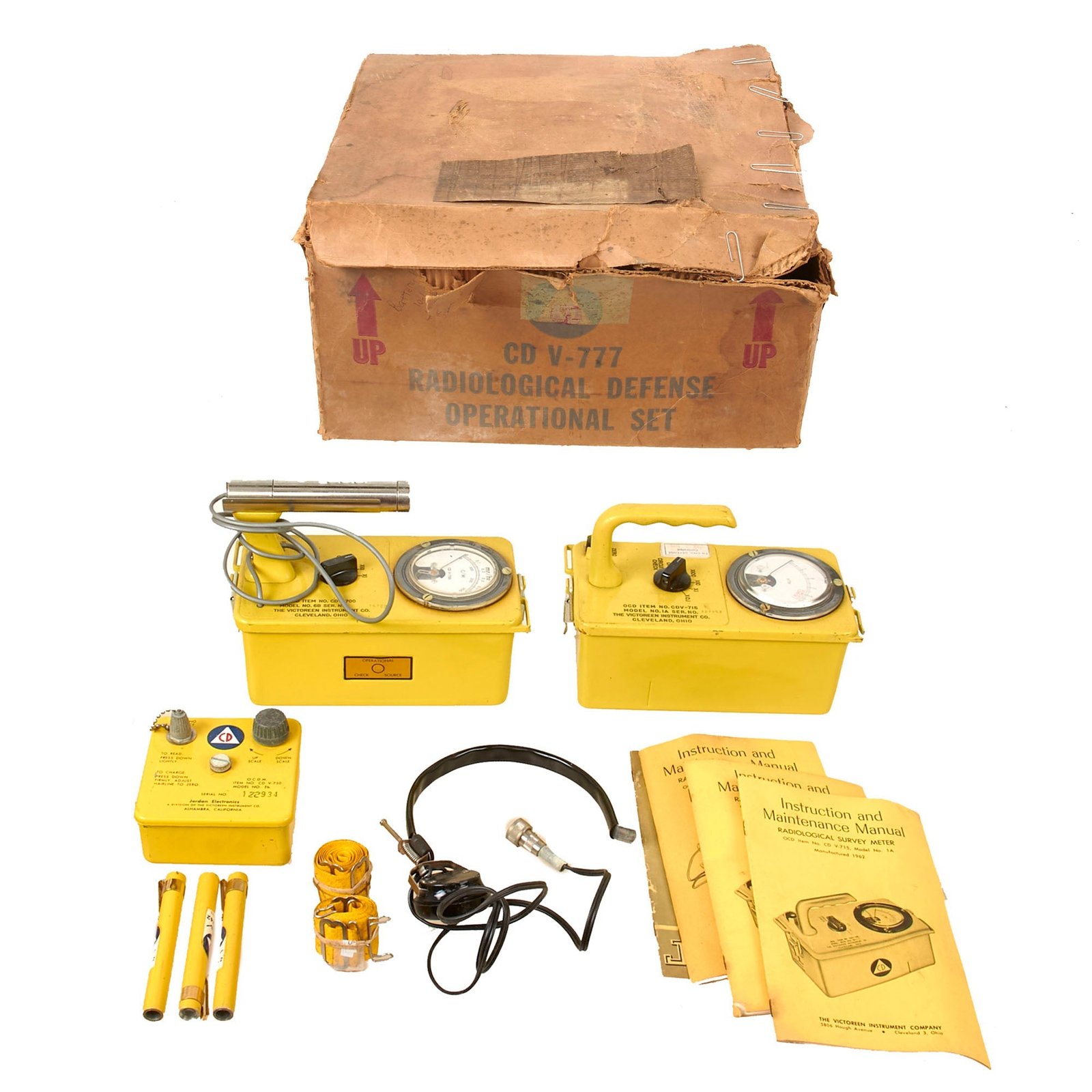 Buy Original U.S. Cold War Civil Defense CD V-777 Shelter Radiation Kit and Lionel CDV-700 Geiger Counter Model 6b Radiation Detector | Original Firearms Antique For Sale