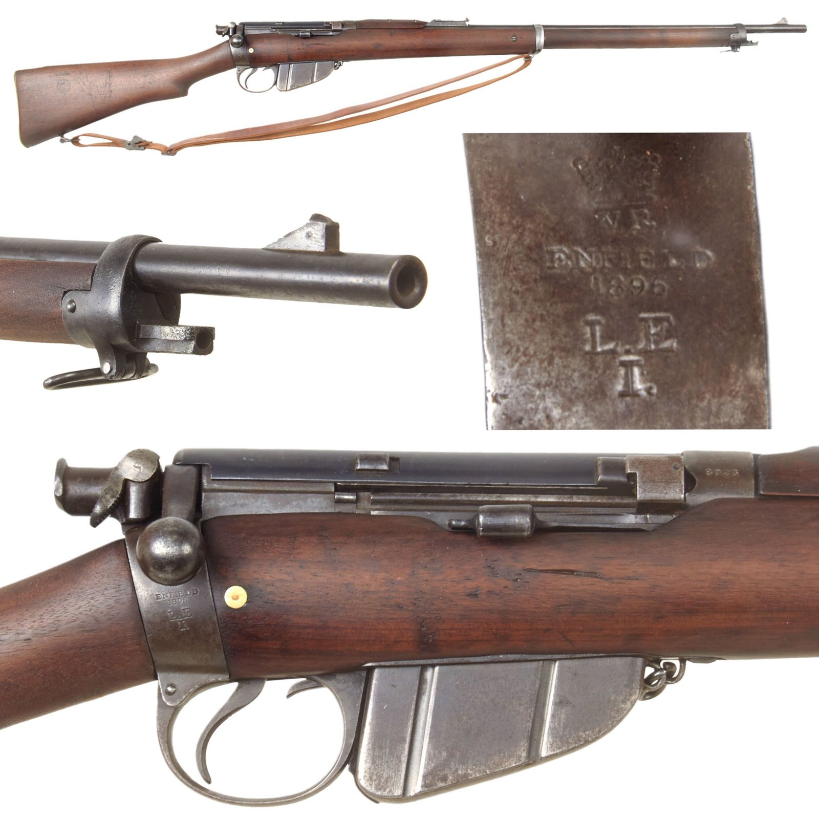 Buy Original Antique British "Long" Magazine Lee-Enfield MLE MkI .303 Rifle Serial 8728 by RSAF Enfield with Repaired Cut Stock - Dated 1896 | Original Firearms Antique For Sale