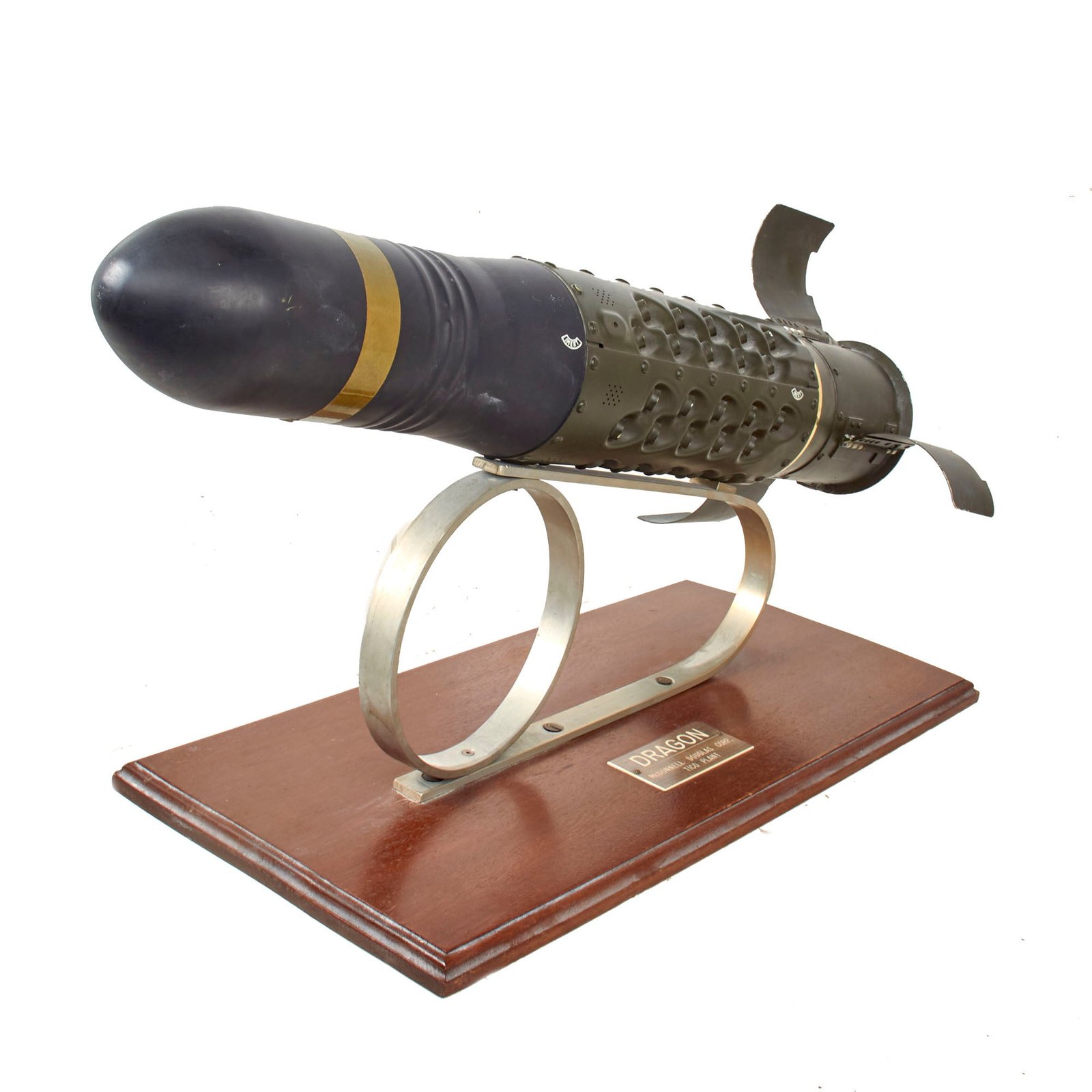 Buy Original U.S. Cold War McConnell Douglas Inert M47 Dragon Prototype Missile Mounted on Display Base - TICO Plant | Original Firearms Antique For Sale