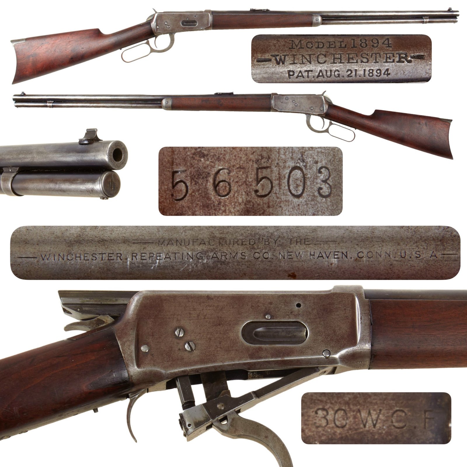 Original U.S. Winchester Model 1894 .30-30 W.C.F. Rifle with 26" Round Barrel made in 1896 - Serial 56503