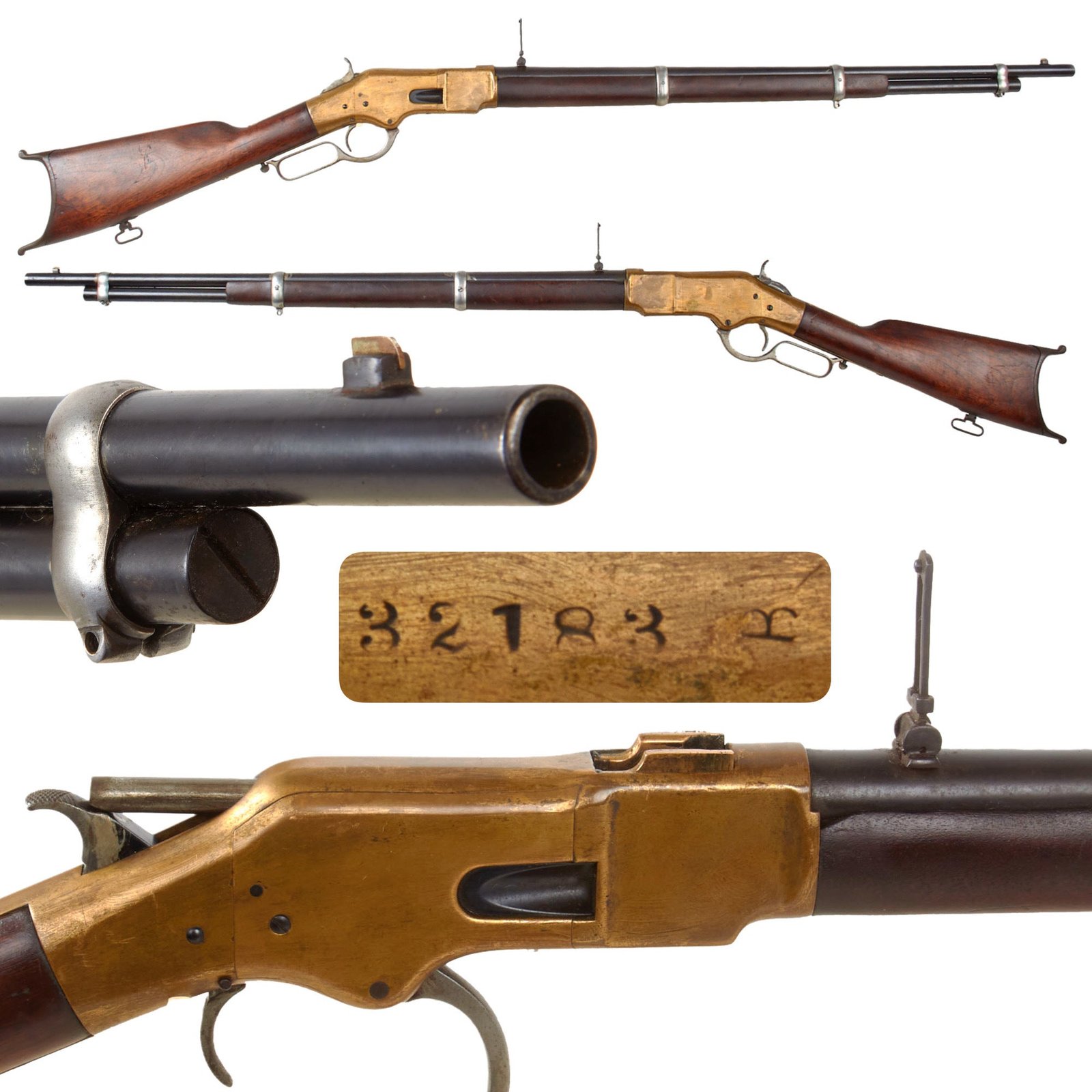 Original U.S. Winchester Early 3rd Model 1866 "Yellow Boy" .44RF "Musket" Infantry Rifle Made in 1870 - Serial 32183