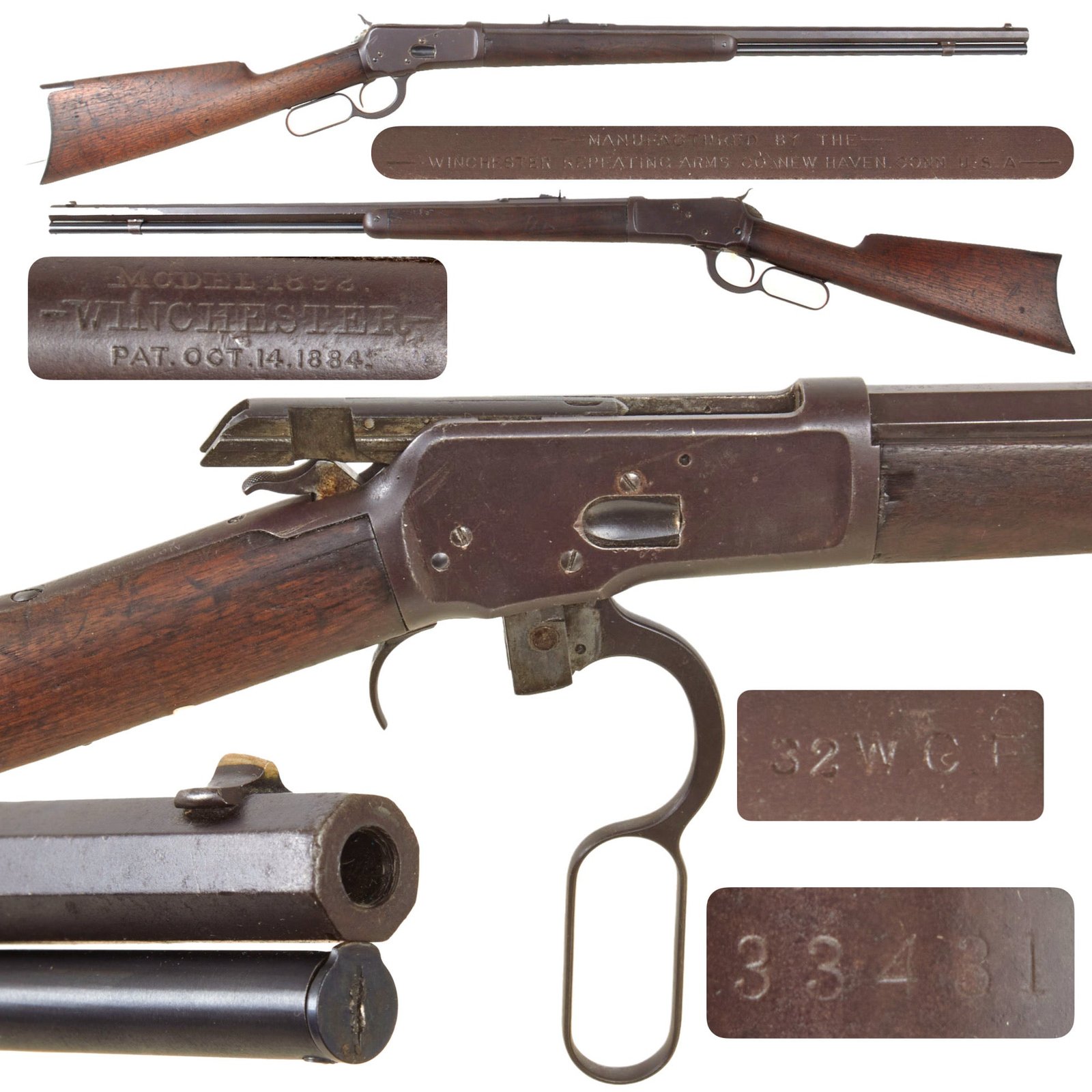Original U.S. Winchester Model 1892 .32-20 WCF Repeating Rifle with 24" Octagonal Barrel Made in 1893 - Serial 33431