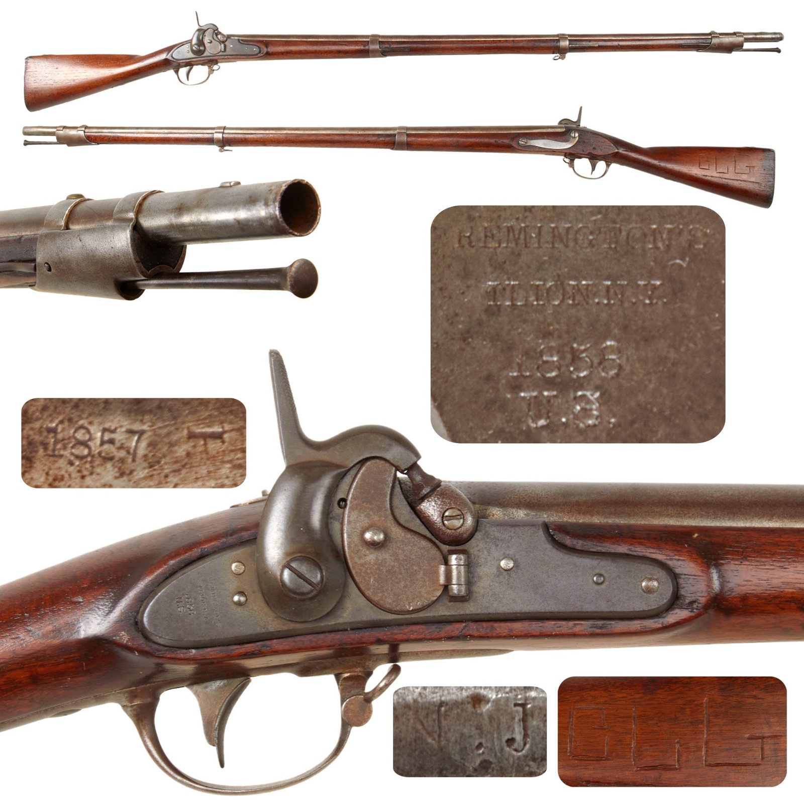 Original U.S. Civil War Remington-Maynard Tape Primer Percussion Converted M1835 Rifled Musket with N.J. Surcharge - dated 1857 and 1858