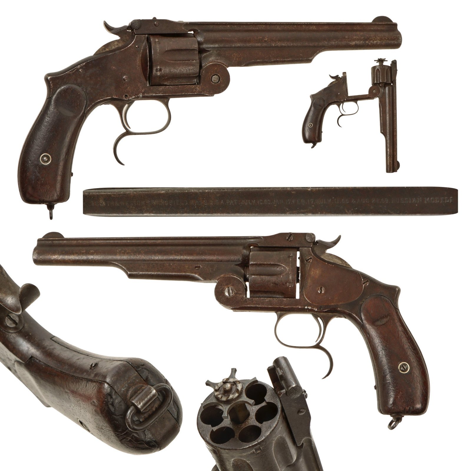 Original U.S. Smith & Wesson Russian Third Model No. 3 .44cal. Revolver with "SH" Marking - Serial 35883