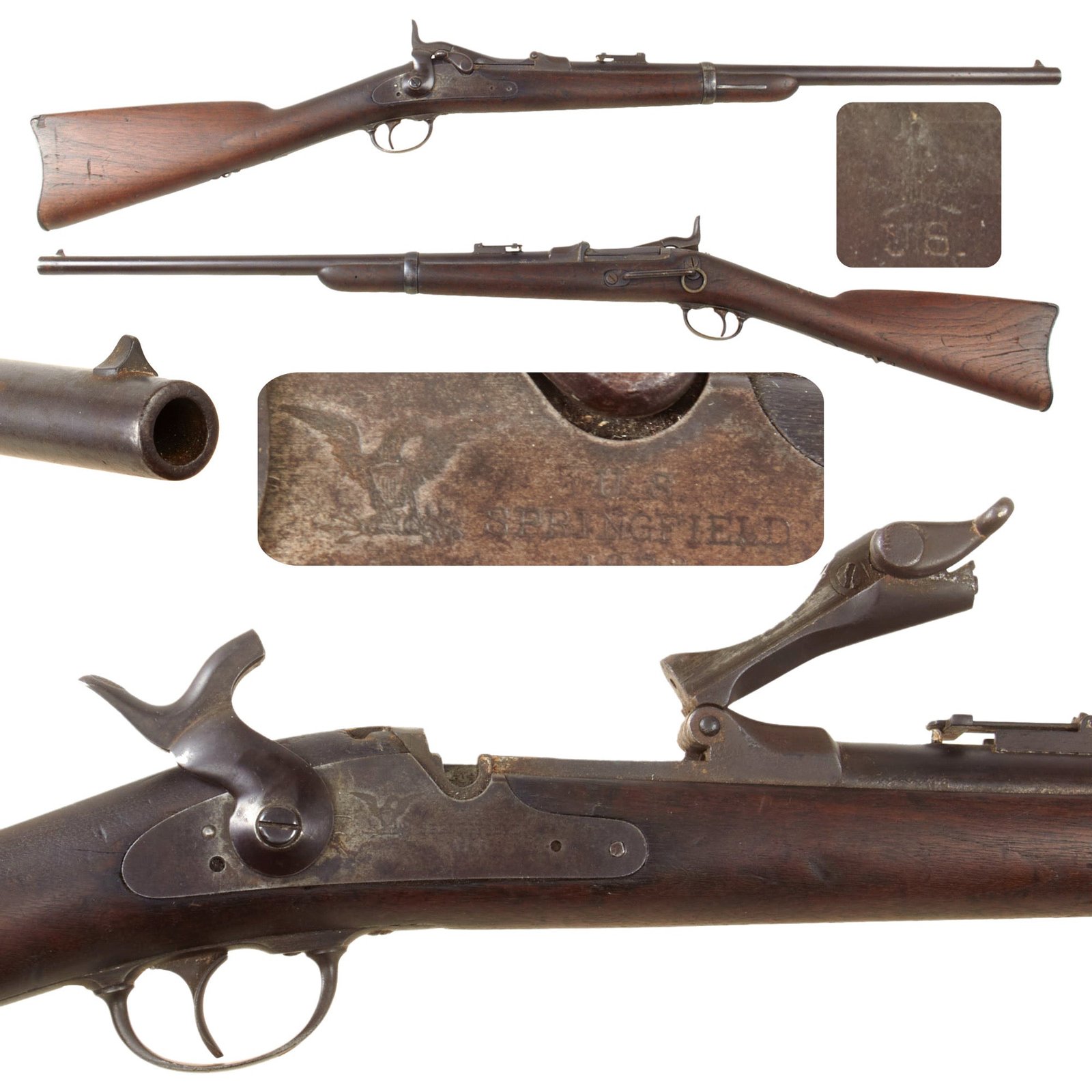 Original U.S. Early Springfield Trapdoor Model 1873 Saddle Ring Carbine - Rebarreled and Smoothbored to 32 Gauge - Circa 1875