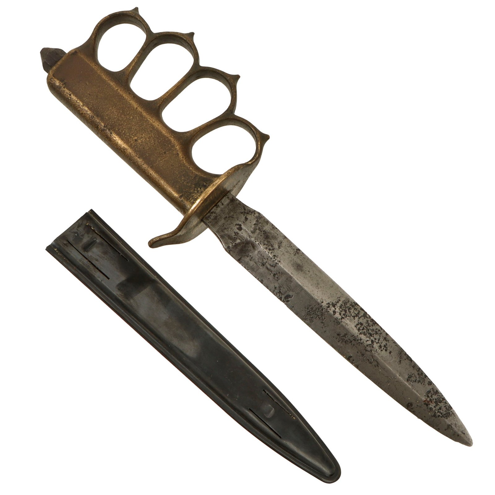 Original U.S. WWI Model 1918 Mark I Trench Knife by L. F. & C. with Quality Reproduction Scabbard