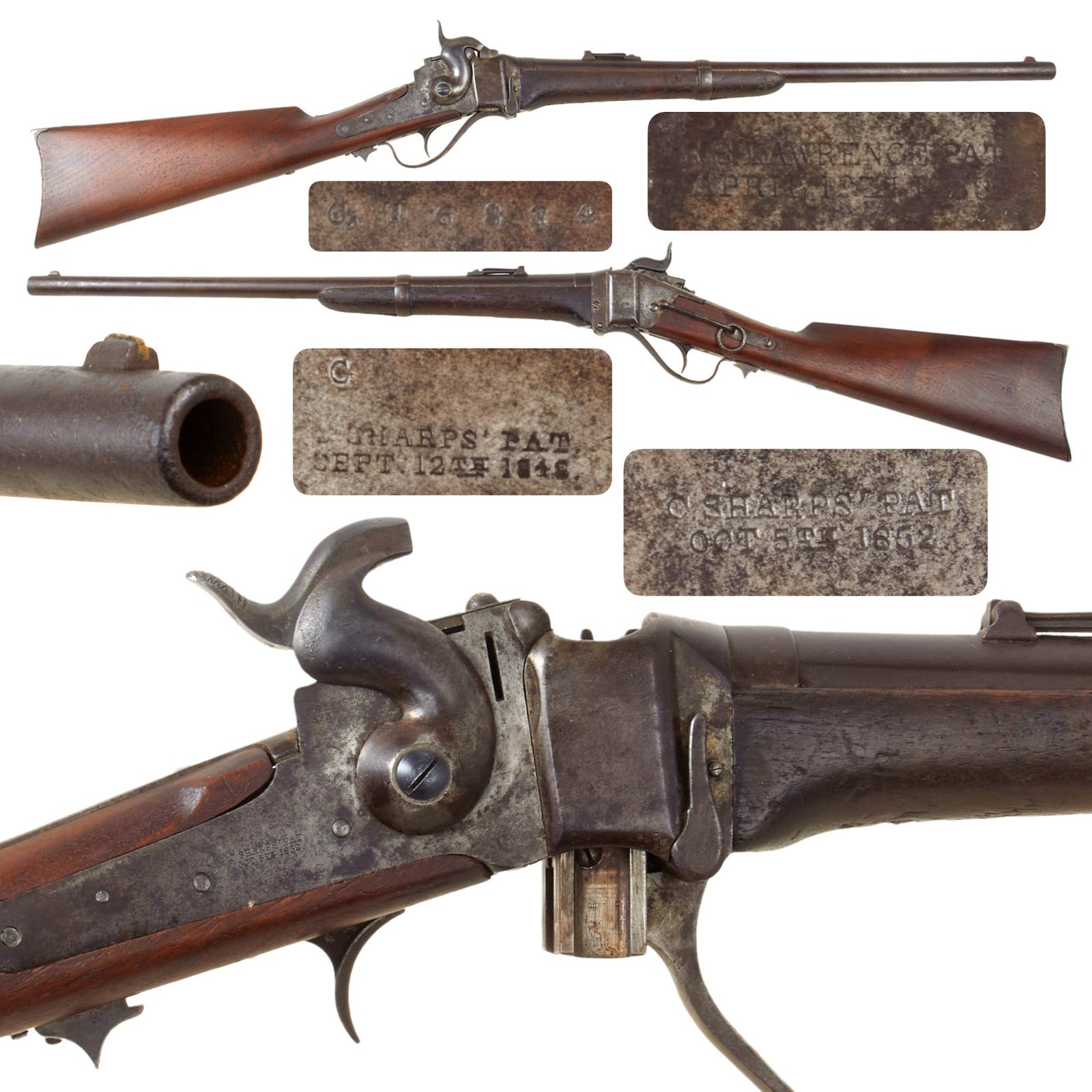 Original U.S. Civil War Sharps New Model 1863 Saddle-Ring Carbine Converted to .50-70 Govt. For Indian Wars - Serial C,16384
