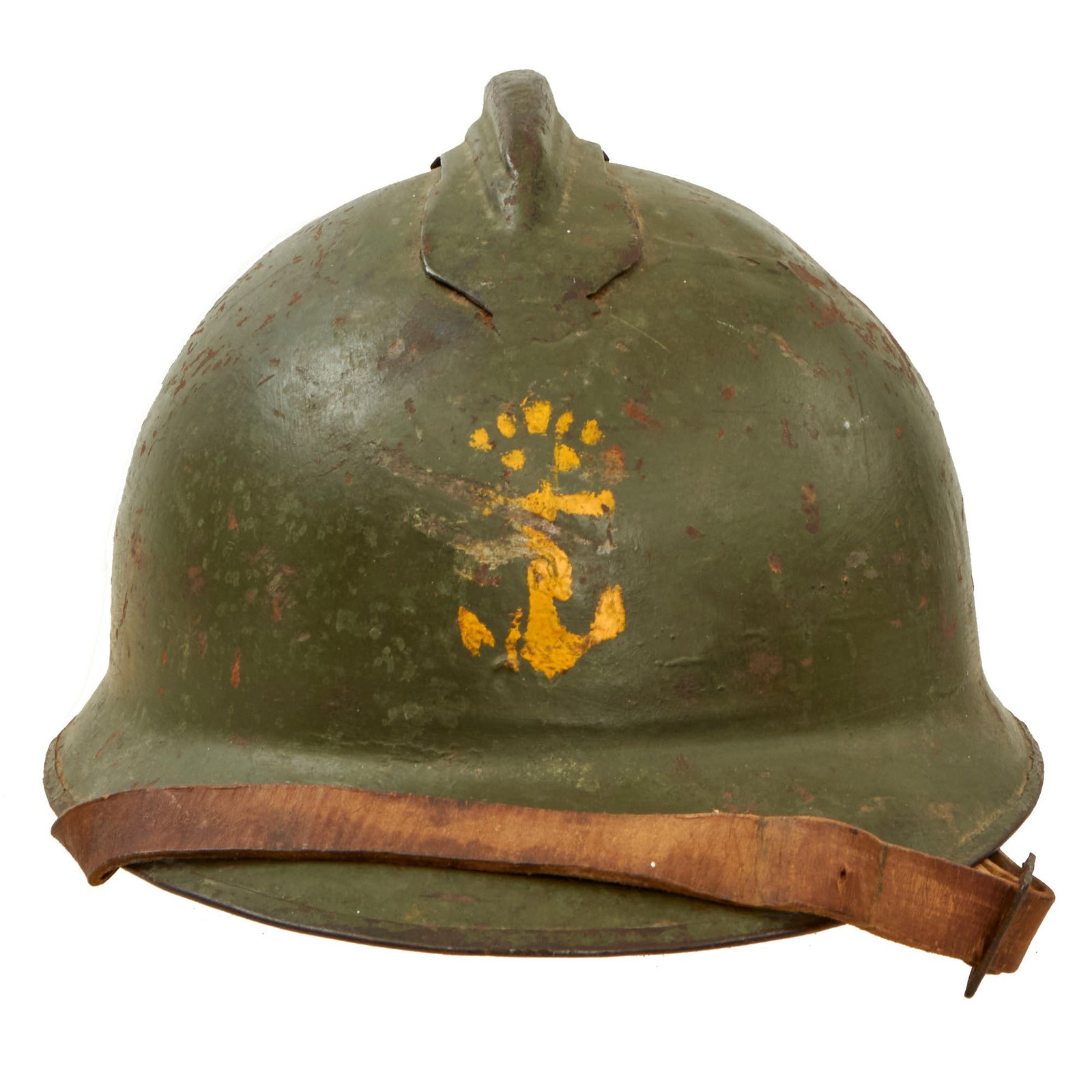 Buy Original Italian WWI Era Regia Marina Italian Navy “Lippmann Model” Adrian Helmet with Stenciled Insignia - Liner & Chinstrap | Original Firearms Antique For Sale