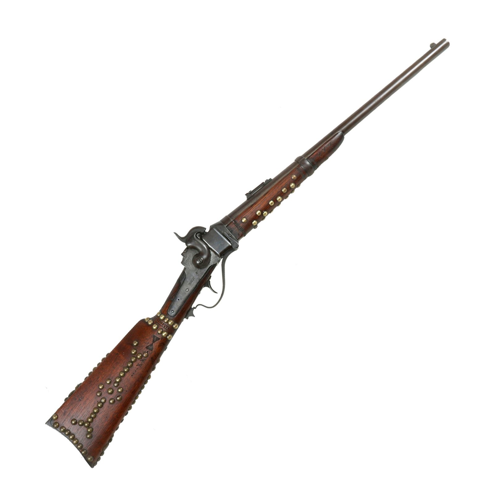 Buy Original U.S. Civil War Sharps New Model 1863 Saddle-Ring Carbine with Native American Decorations - Serial C,15612 | Original Firearms Antique For Sale