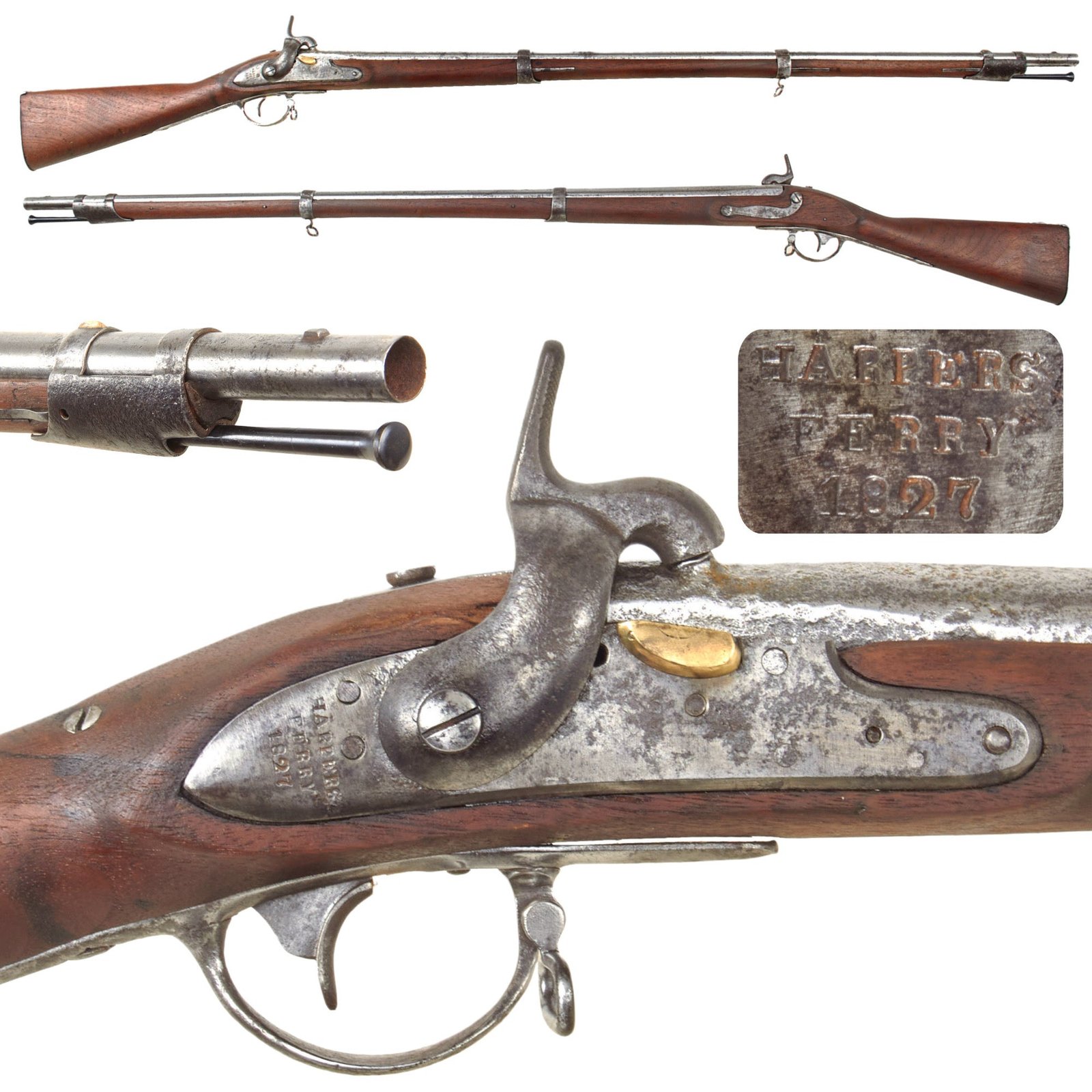 Original U.S. Springfield Model 1822 Cone in Barrel Percussion Converted Musket by Harpers Ferry - Dated 1827